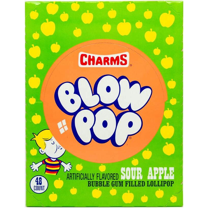Charms Blow Pops, Sour Apple Flavor, 48 Count (Pack Of 1)