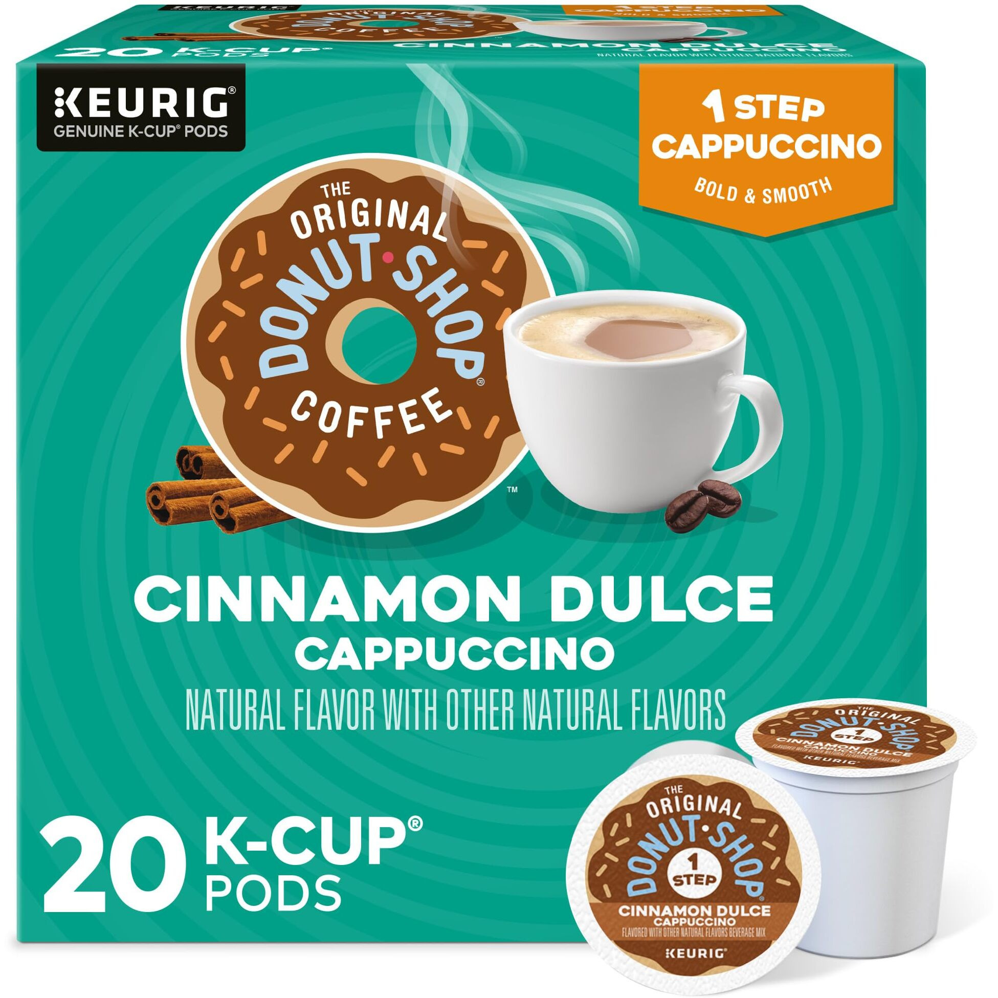 The Original Donut Shop One-Step Cinnamon Dulce Cappuccino, Keurig Single-Serve K-Cup Pods, 20 Count