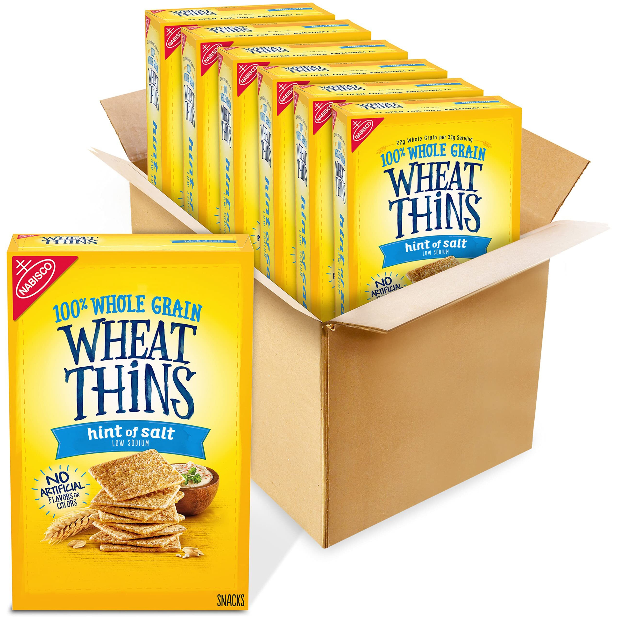Wheat Thins Hint Of Salt Low Sodium Whole Grain Wheat Crackers, 6 - 8.5 Oz Boxes