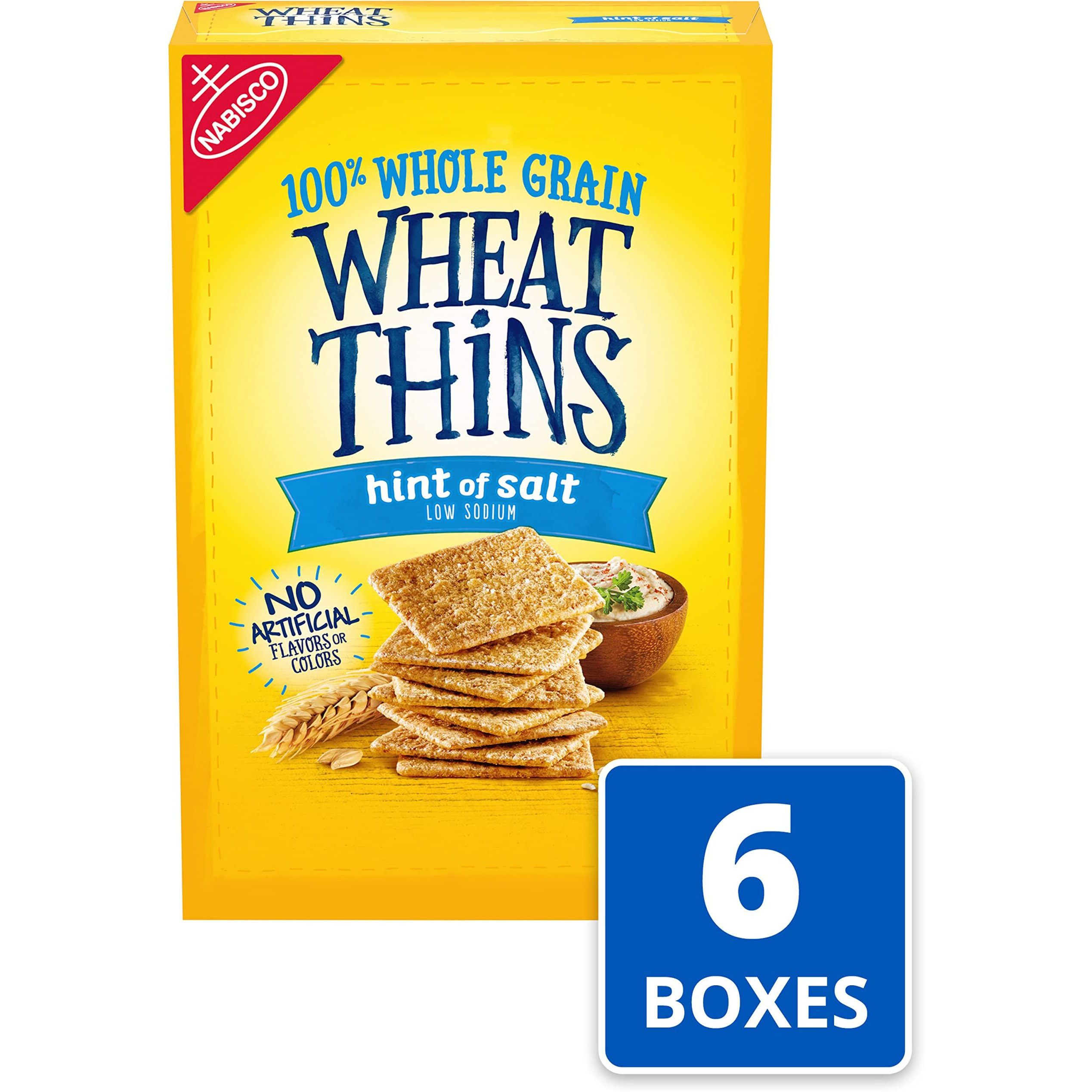 Wheat Thins Hint Of Salt Low Sodium Whole Grain Wheat Crackers, 6 - 8.5 Oz Boxes