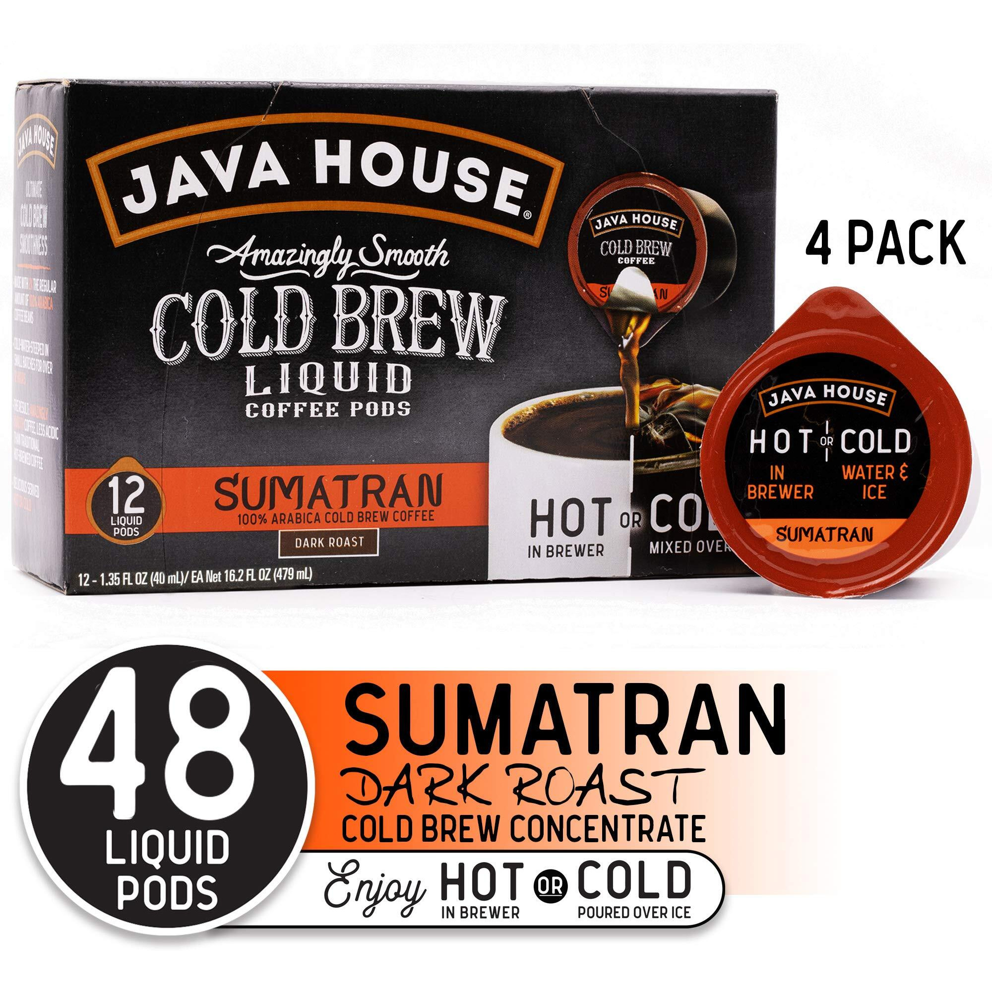 Java House Cold Brew Coffee Concentrate Single Serve Liquid Pods, Sumatran, 1.35 Fl Oz (Pack Of 48)