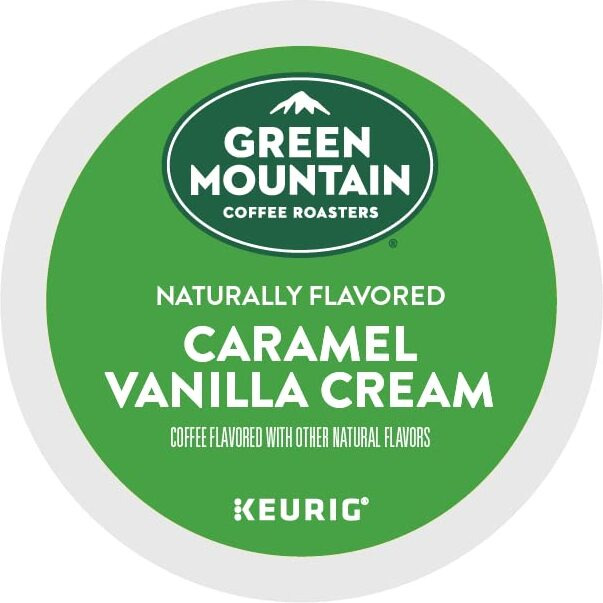 Green Mountain Coffee Roasters Caramel Vanilla Cream, Single-Serve Keurig K-Cup Pods, Flavored Light Roast Coffee, 24 Count