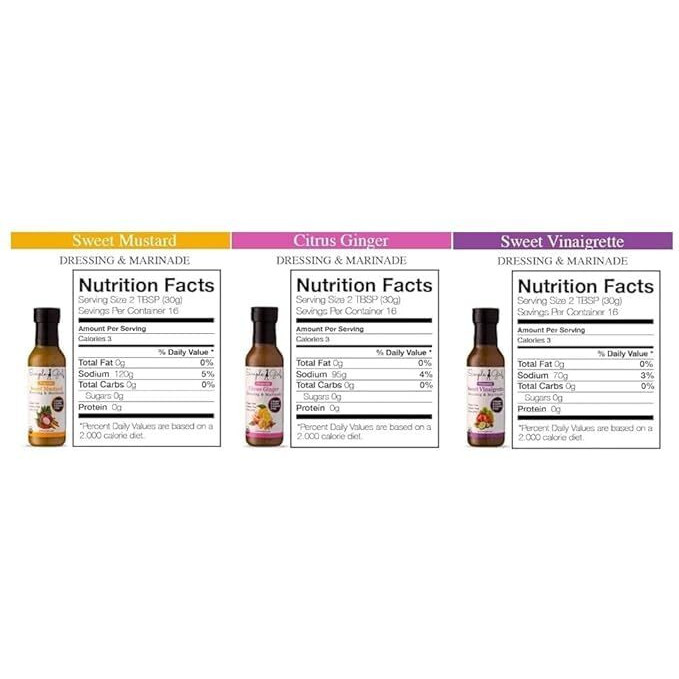 Simple Girl Salad Dressing-3 Bottle Pack- Sweet Vinaigrette, Sweet Mustard And Citrus Ginger