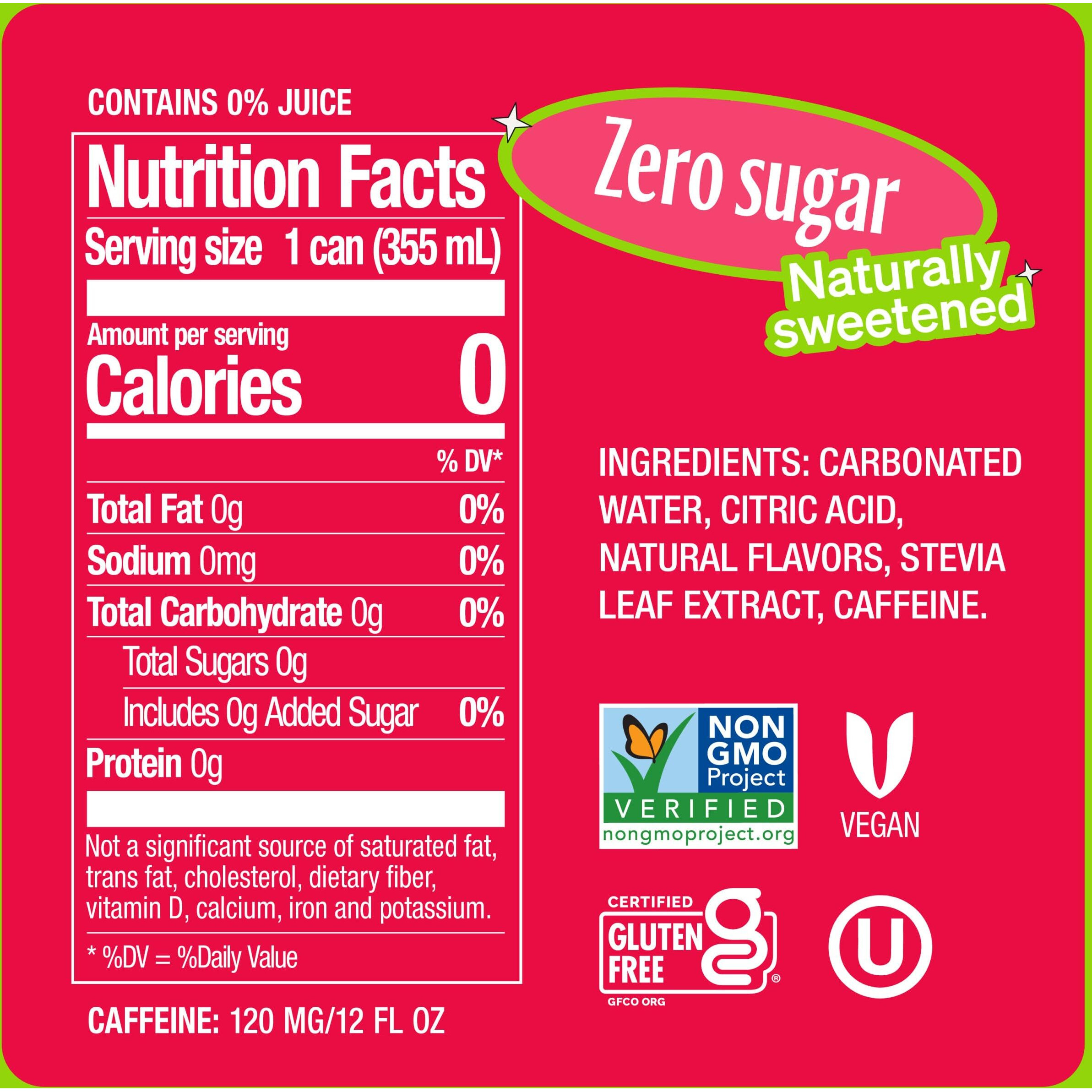 Zevia Zero Sugar, Strawberry Kiwi Energy Drink, 12 Fl Oz Cans (Pack Of 12)