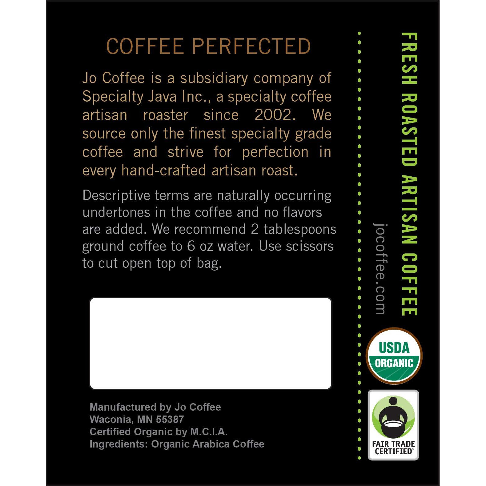 No Fun Jo Decaf 2 Lb, Organic Decaf Coffee, Whole Bean, Swiss Water Process, Fair Trade Certified, Medium Dark Roast, 100% Arabica Coffee, Certified Organic, Chemical Free Gluten Free, Decaf Espresso