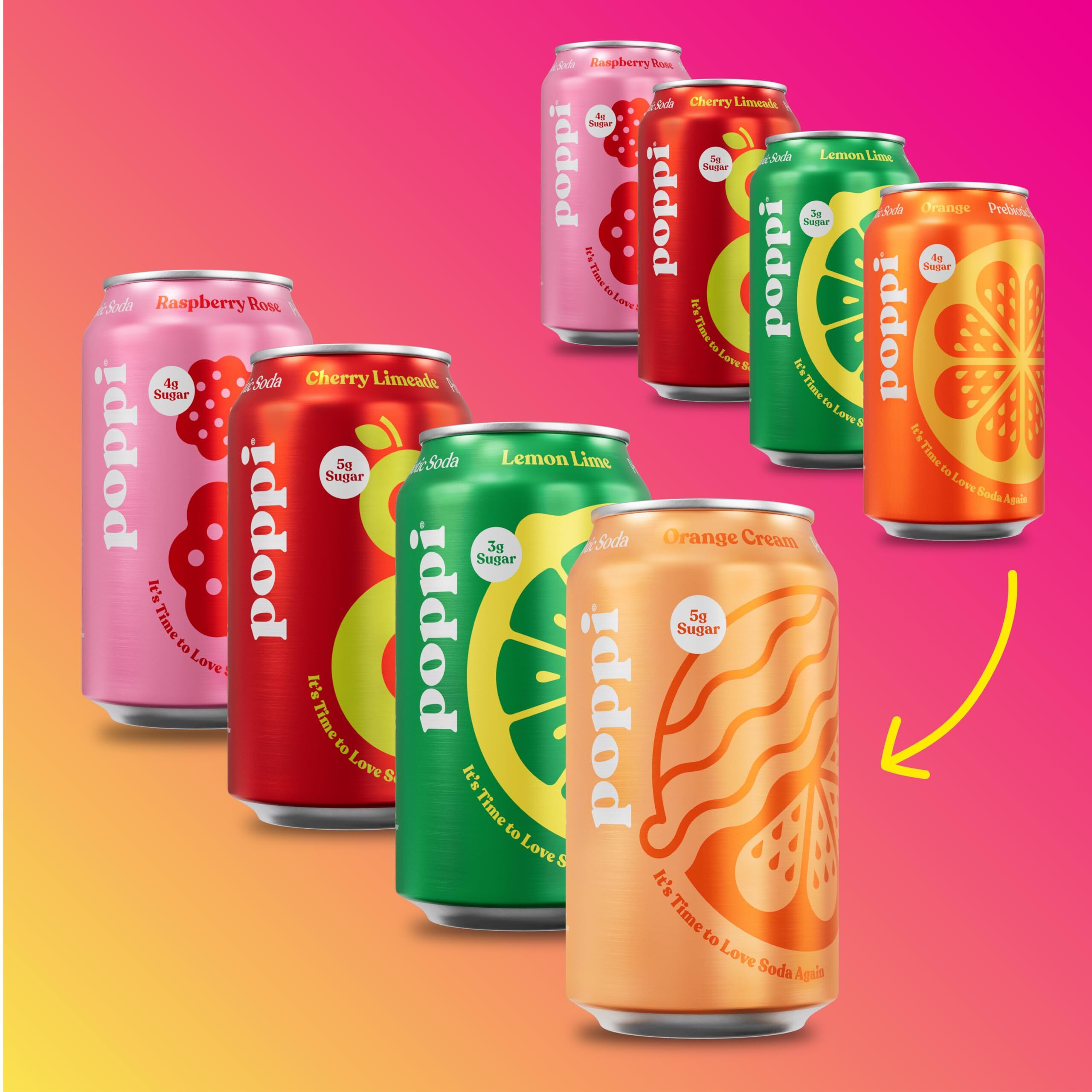 Poppi Sparkling Prebiotic Soda, Beverages W/Apple Cider Vinegar, Seltzer Water & Fruit Juice, Trend Setters Variety, 12 Oz (12 Pack)