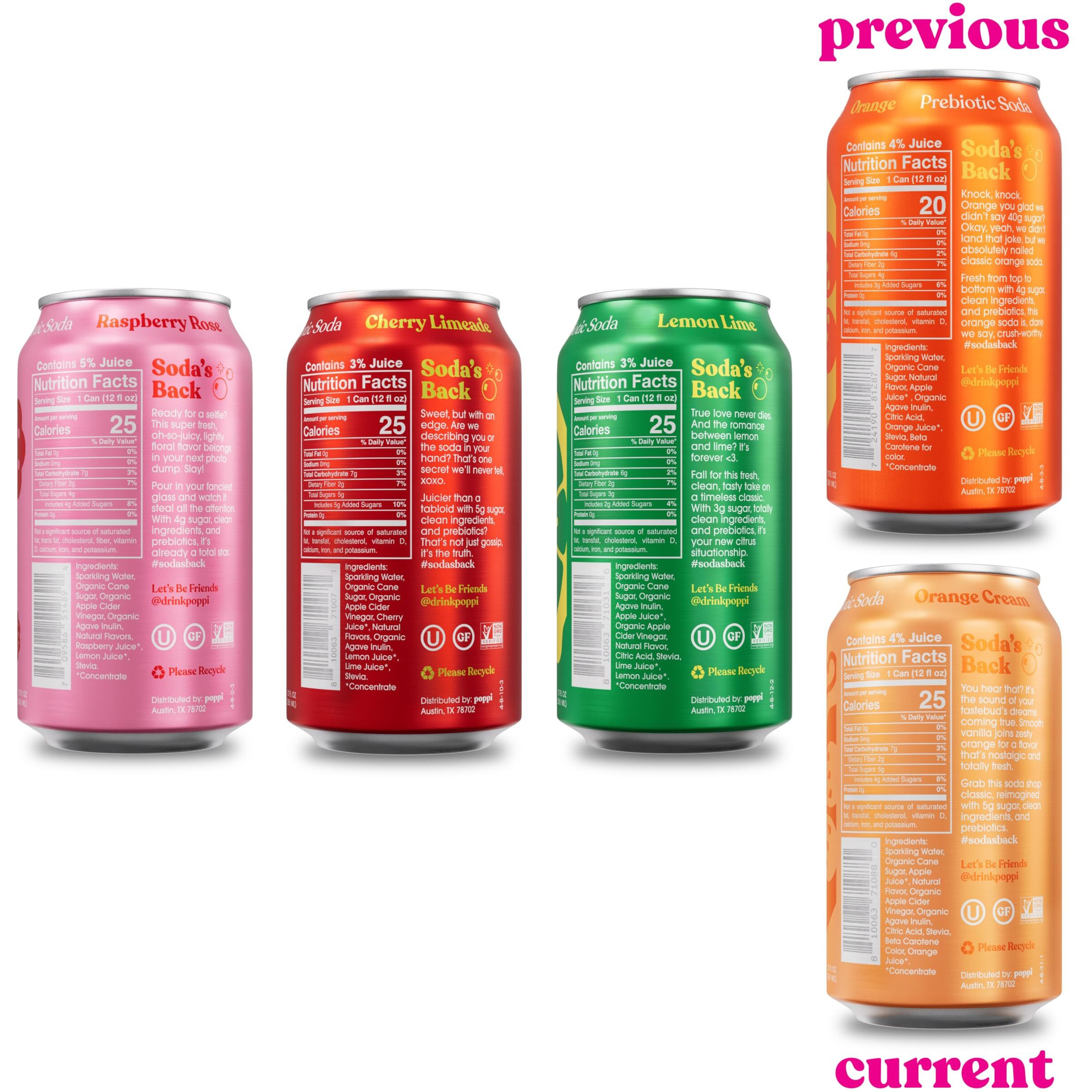 Poppi Sparkling Prebiotic Soda, Beverages W/Apple Cider Vinegar, Seltzer Water & Fruit Juice, Trend Setters Variety, 12 Oz (12 Pack)