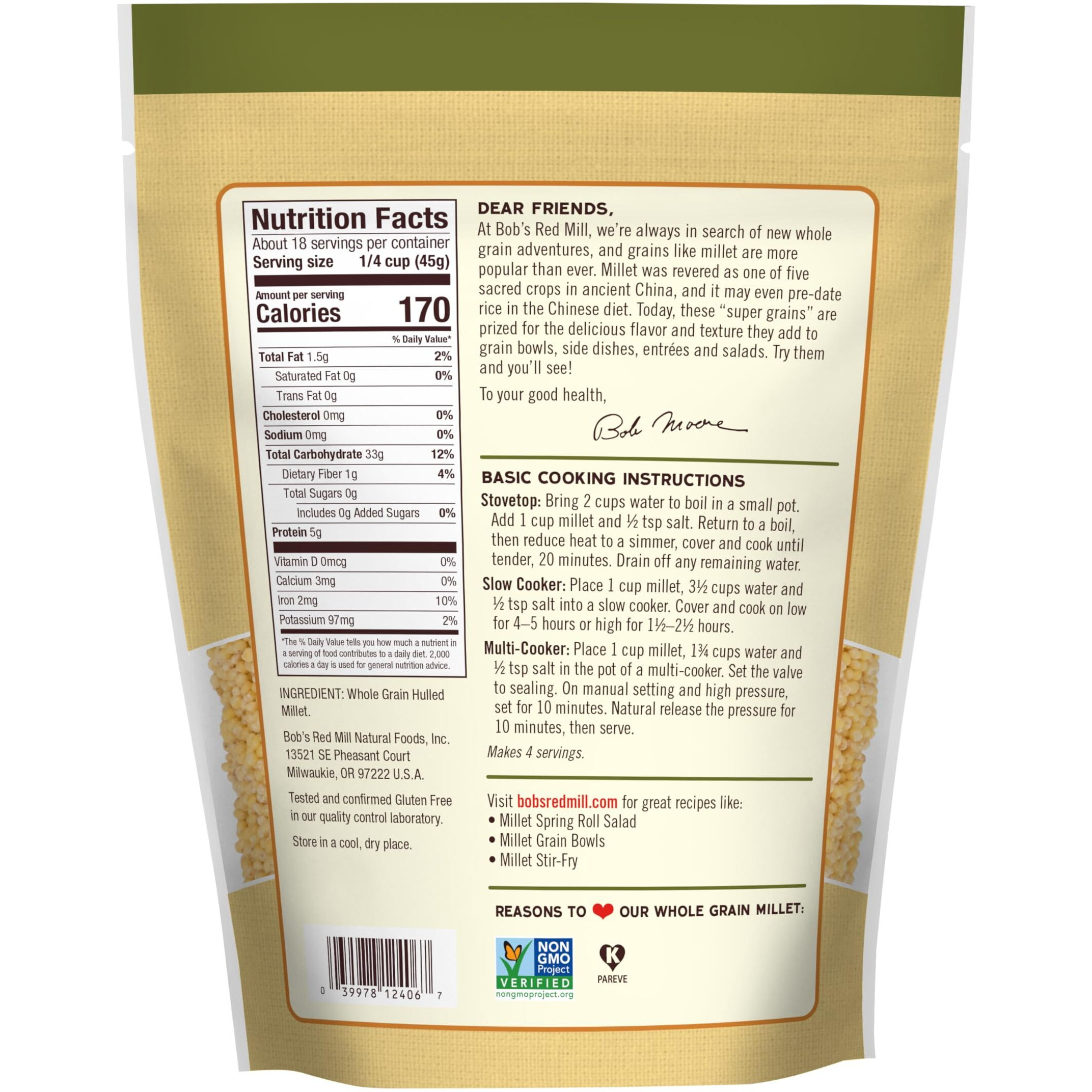 Bob's Red Mill Whole Grain Millet, 28-Ounce (Pack Of 4)