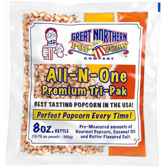 All-In-One Premium Tri-Pack Popcorn - 10.75-Ounce Movie Theater Popcorn For Commercial 8-Ounce Kettle Poppers - 12/Case By Great Northern Popcorn