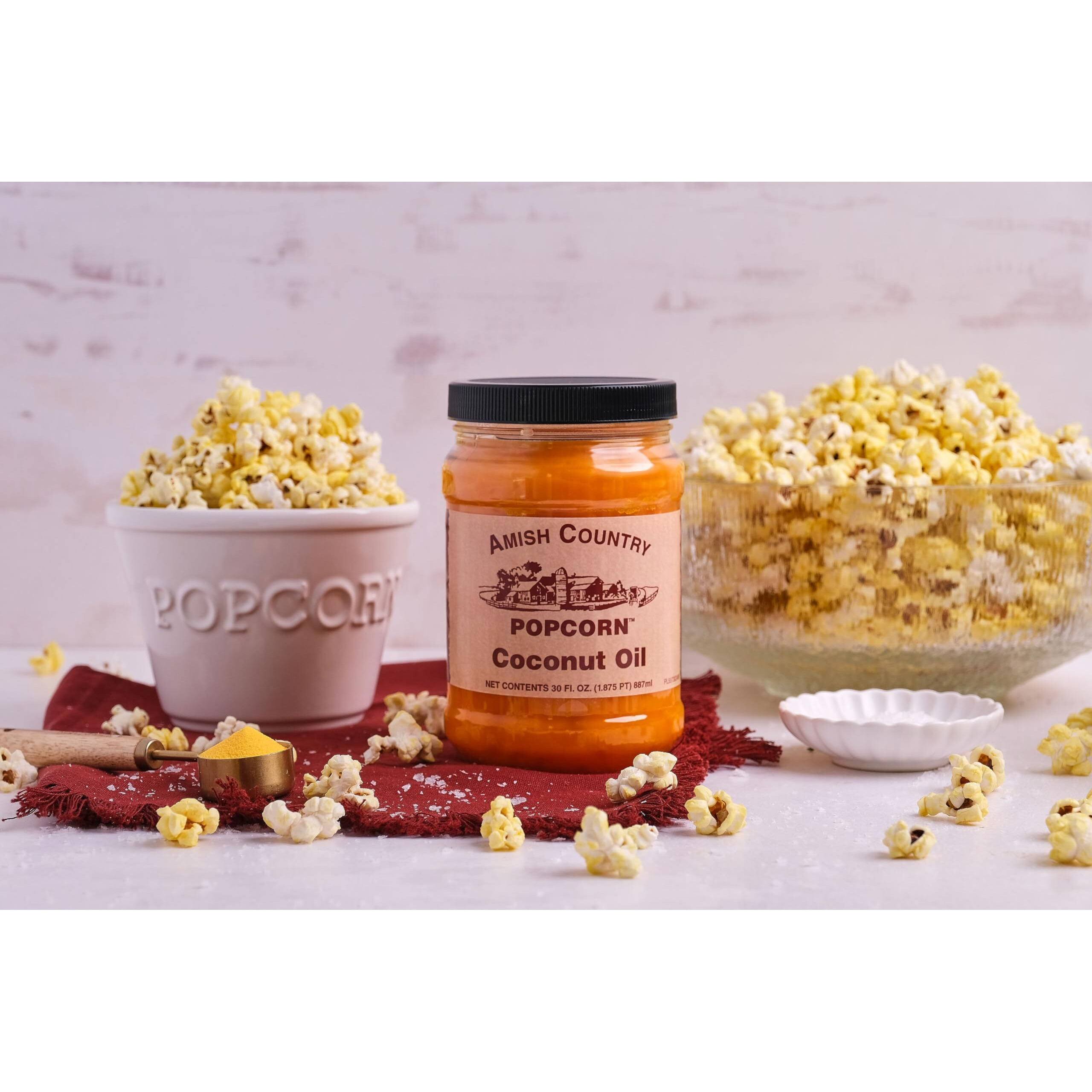 Amish Country Popcorn | Coconut Oil | Vegan, Tree Nut And Peanut Free | Old Fashioned, Non-Gmo And Gluten Free (30 Oz)
