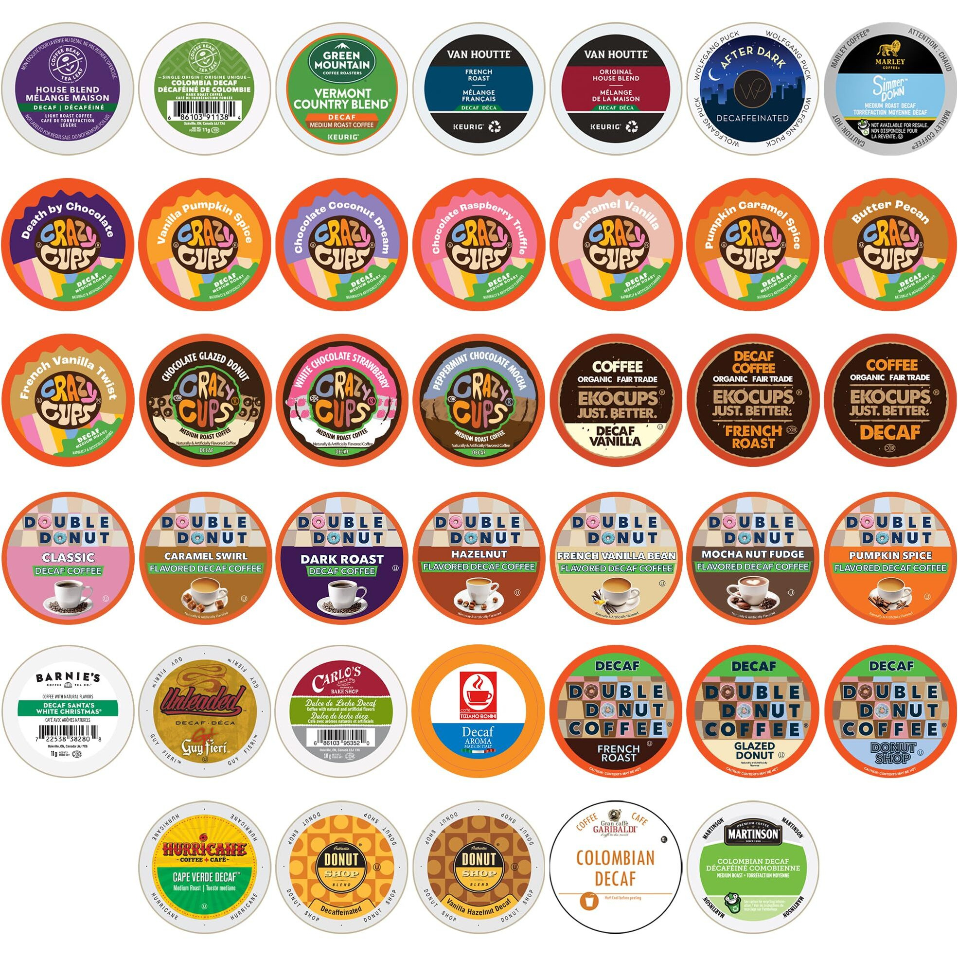 Perfect Samplers Single Serve & Decaf K Cups Variety Pack, Unflavored & Flavored Decaf Coffee Pods, Decaffeinated Coffee For Keurig K Cups Machines, Hot Or Iced Coffee, 40 Count