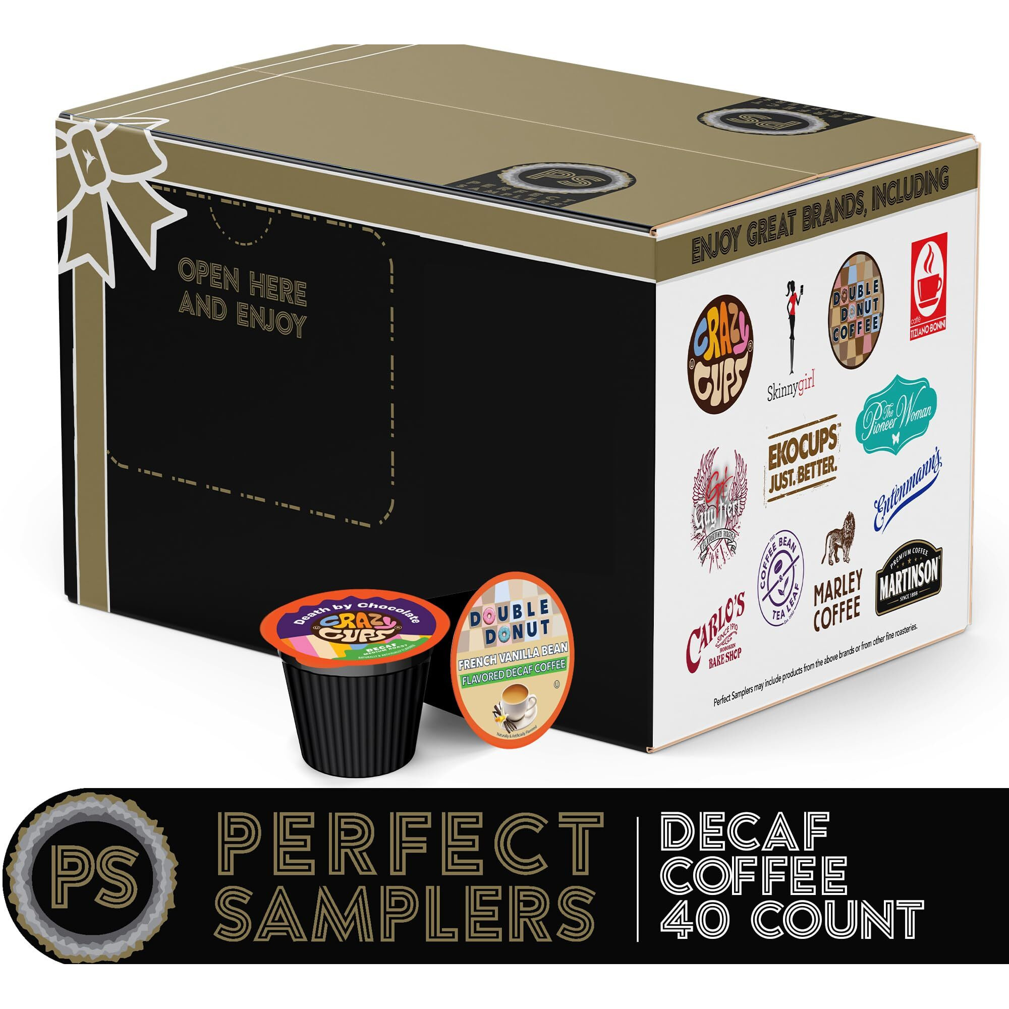 Perfect Samplers Single Serve & Decaf K Cups Variety Pack, Unflavored & Flavored Decaf Coffee Pods, Decaffeinated Coffee For Keurig K Cups Machines, Hot Or Iced Coffee, 40 Count