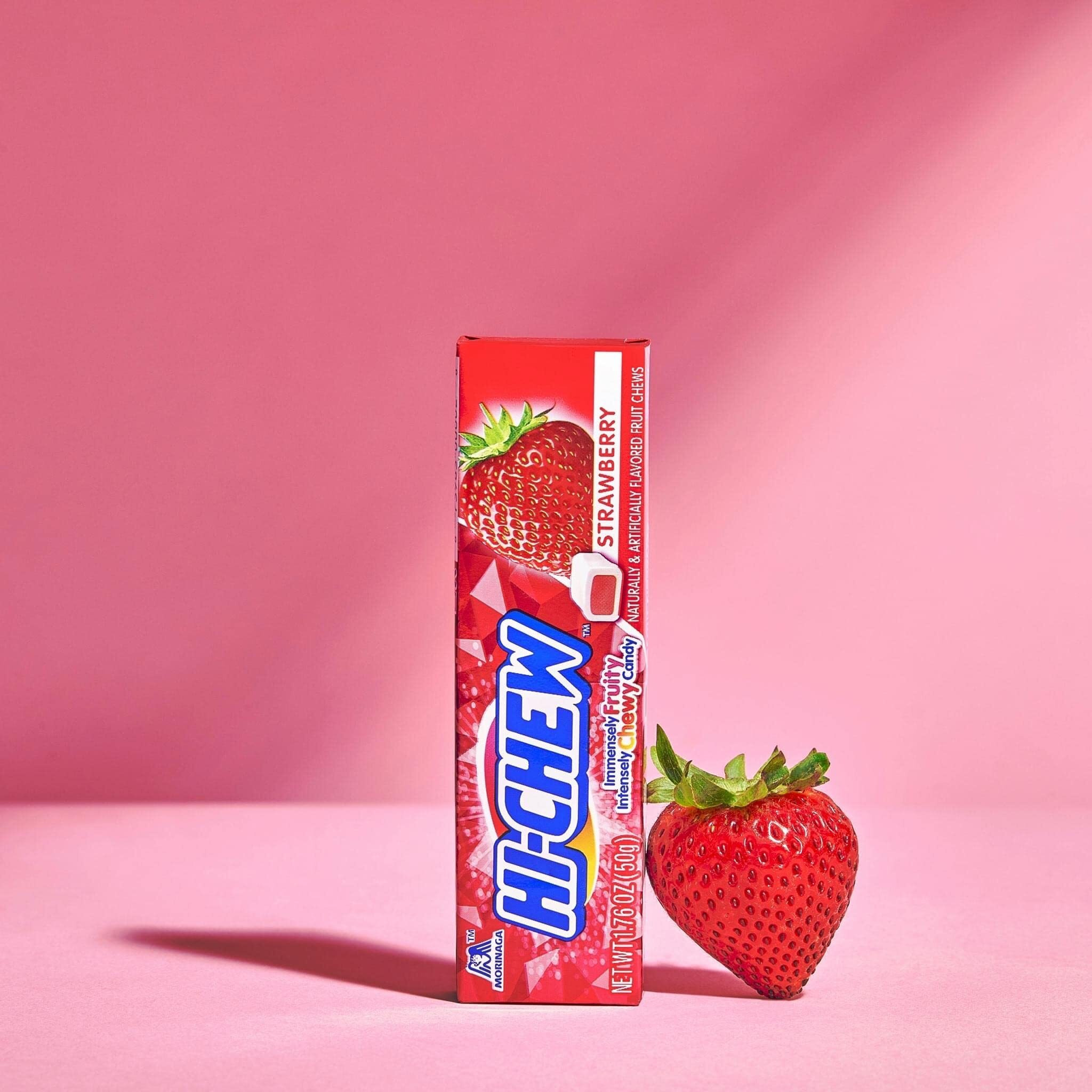 Hi-Chew Strawberry - Box Of 15 Sticks, 1.76Oz Ea | Unique Fun Soft & Chewy Taffy Candy | Immensely Juicy Fruit Flavors