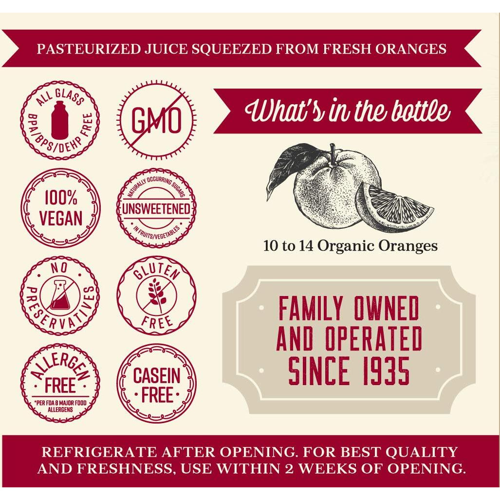 Lakewood Organic Pure Orange, 32 Ounce (Pack Of 6)