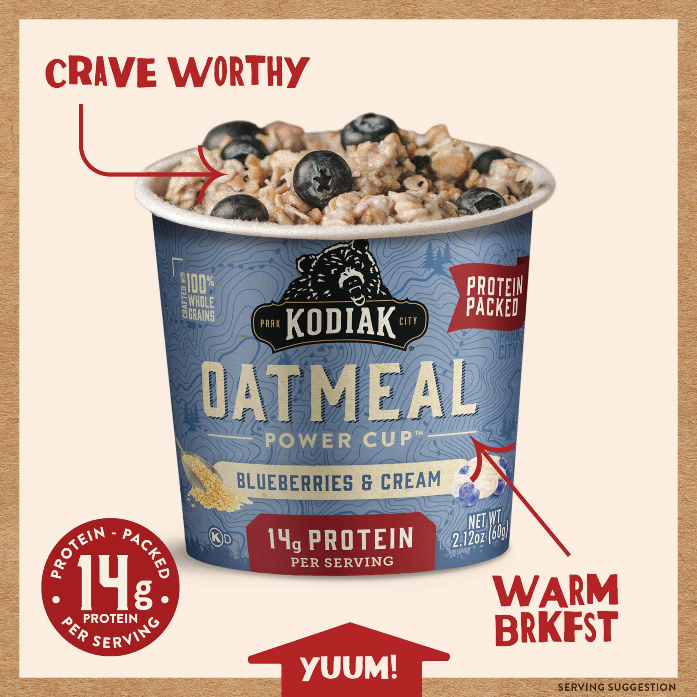 Kodiak Cakes Instant Protein Oatmeal Cup, Blueberries & Cream 2.12 Ounce (Pack Of 12)