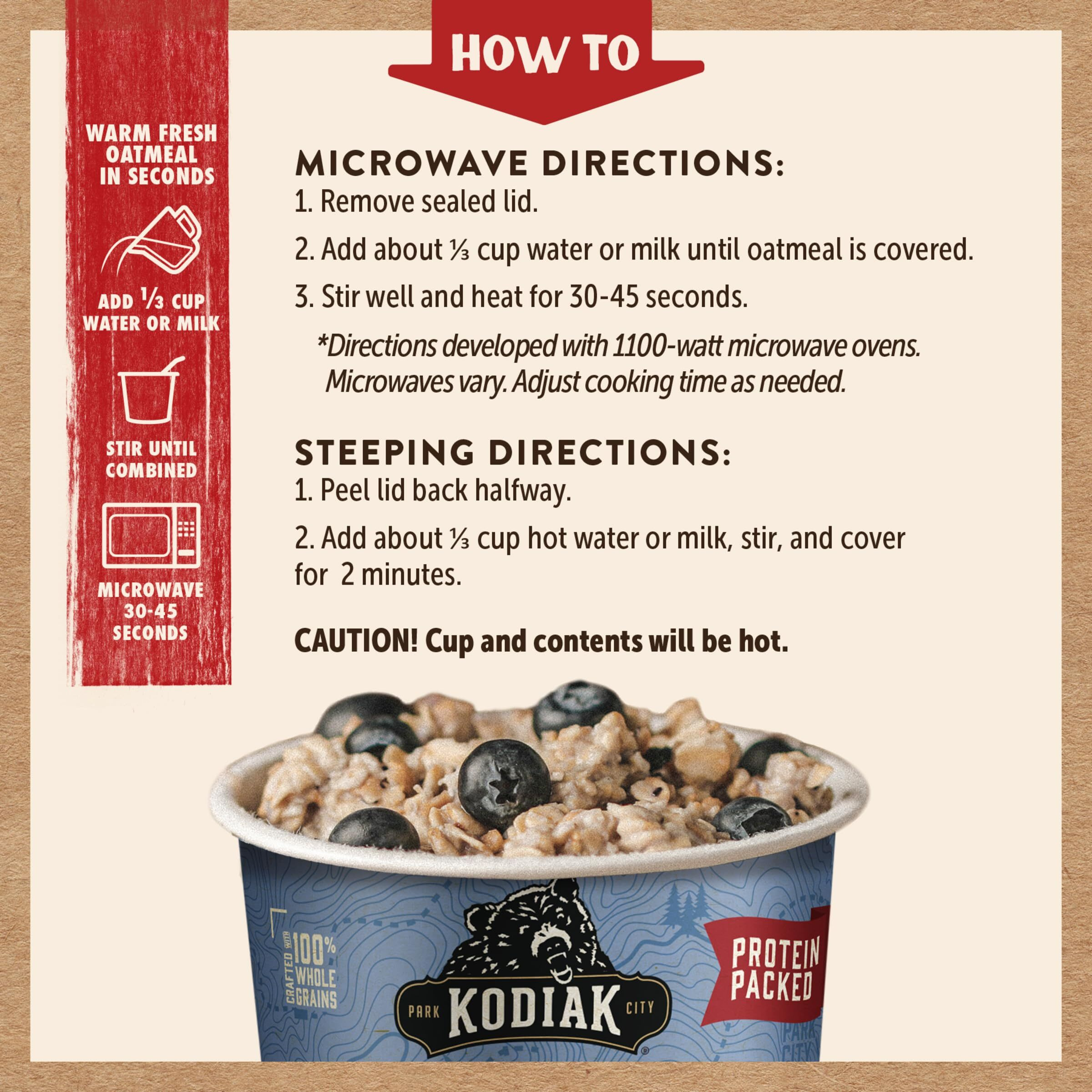 Kodiak Cakes Instant Protein Oatmeal Cup, Blueberries & Cream 2.12 Ounce (Pack Of 12)