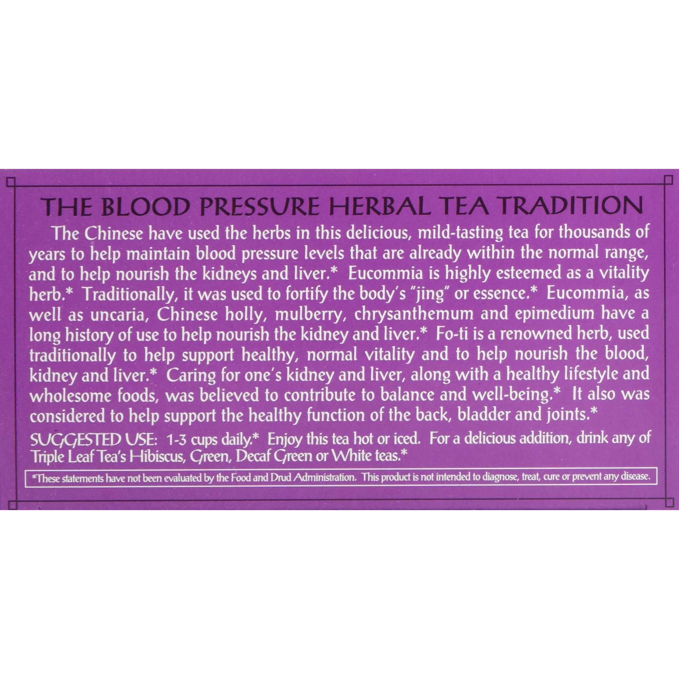 Triple Leaf Blood Pressure Tea Bags, 1.06 Ounce 20 Count (Pack Of 3)