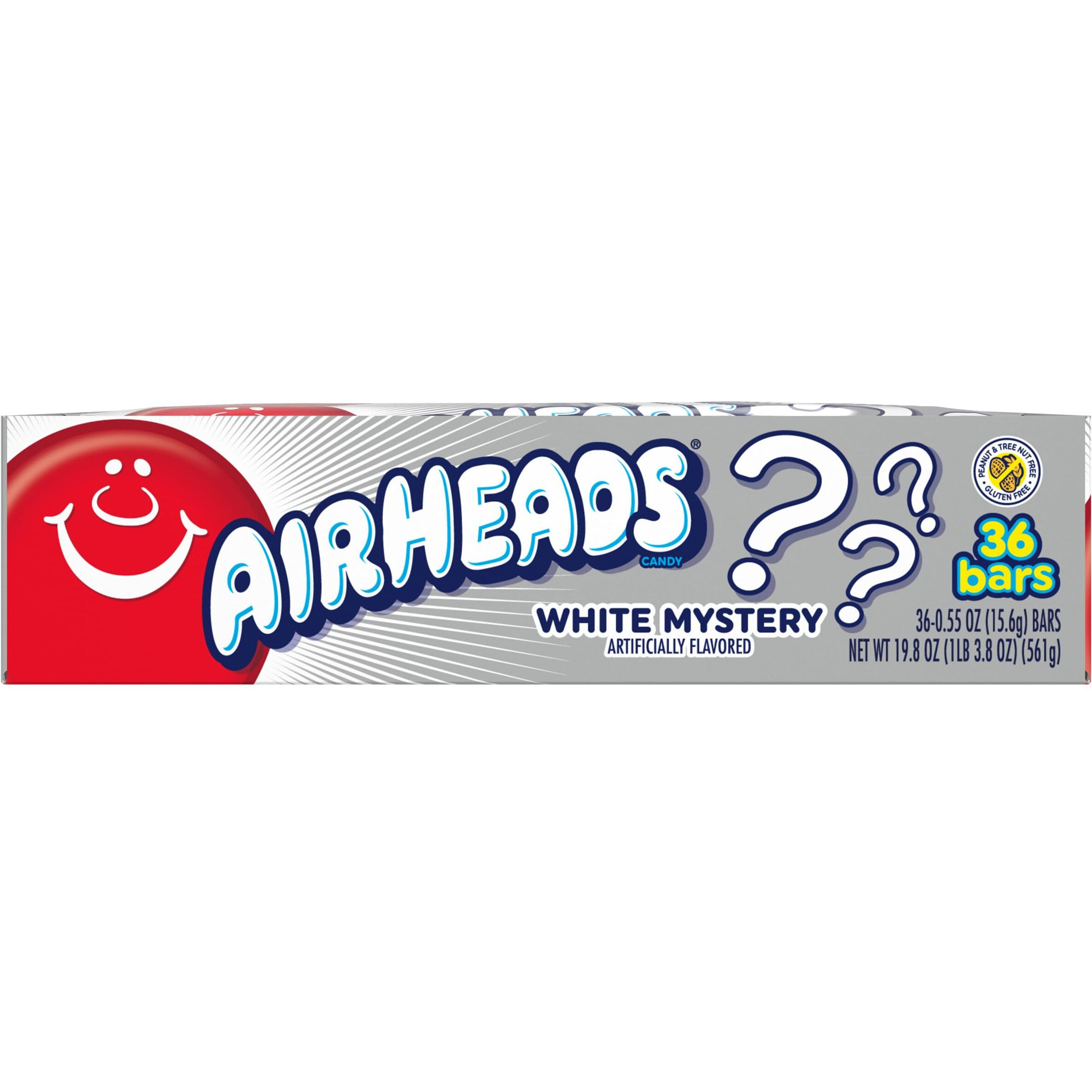 Airheads Candy, Individually Wrapped Full Size Bars, White Mystery, Bulk Taffy, Non Melting, Party, 0.55 Oz (Pack Of 36)