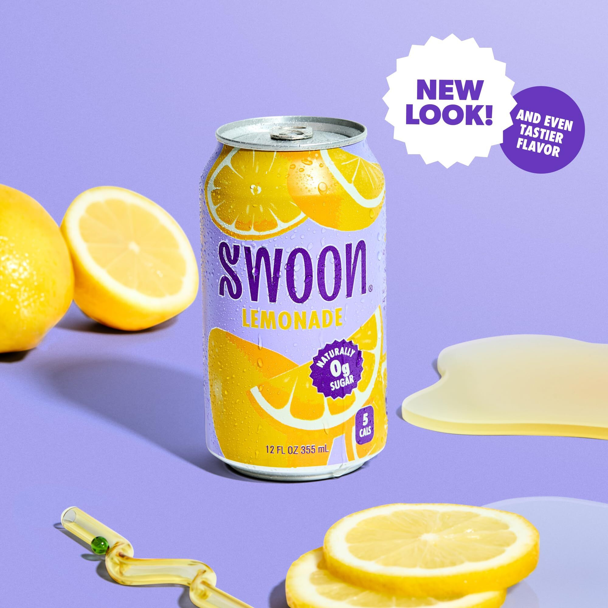 Swoon Classic Sugar Free Lemonade - Low Carb, Keto & Paleo-Friendly, Gluten-Free Vitamin C Drink - Made With 100% Natural Lemon Juice Concentrate & Sweetened By Monk Fruit, 12 Fl Oz (Pack Of 12)