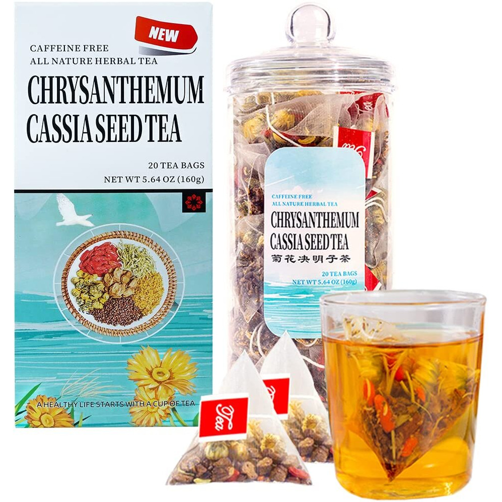 Generic Chrysanthemum Cassia Seeds Tea Bags(160G, 8Gx20Bags), Honeysuckle, Chinese Wolf-Berry, Sweet-Scented Osmanthus, Burdock Root Combination Of Floral Tea,  0.2 Ounce (Pack Of 20)