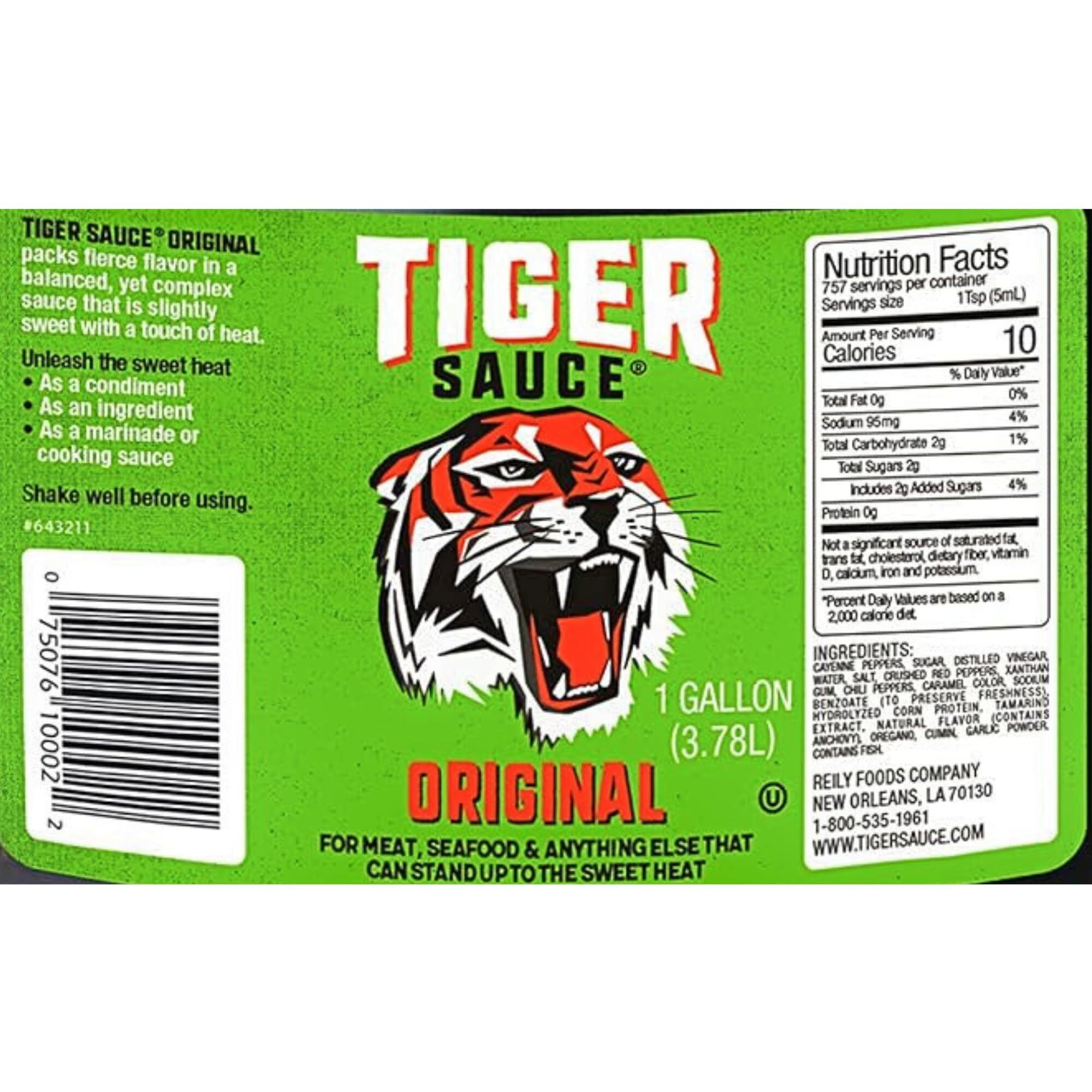Tiger Sauce Original Hot Sauce, 1 Gallon Jug (Pack Of 1)