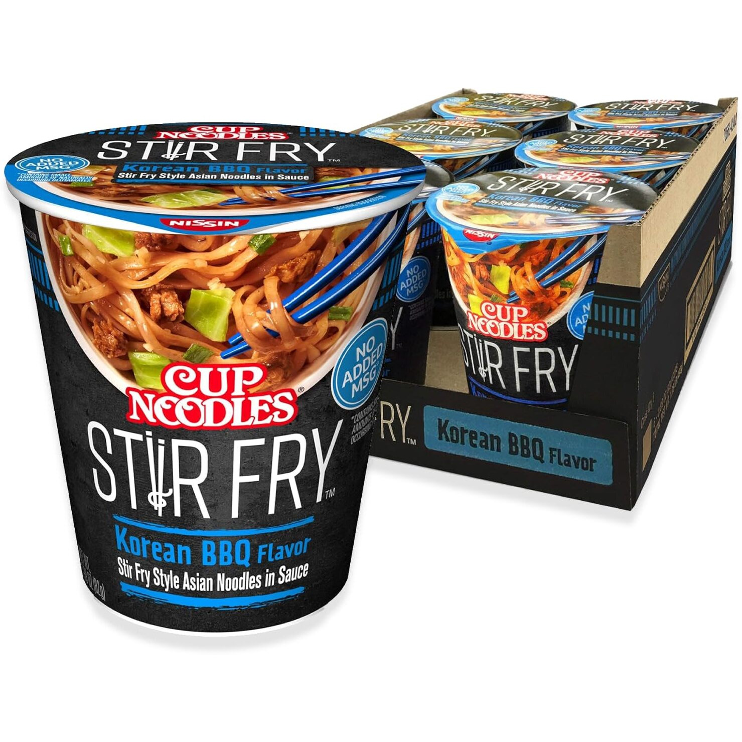 Nissin Cup Noodles Stir Fry Noodles In Sauce, Korean Bbq, 2.89 Ounce (Pack Of 6)