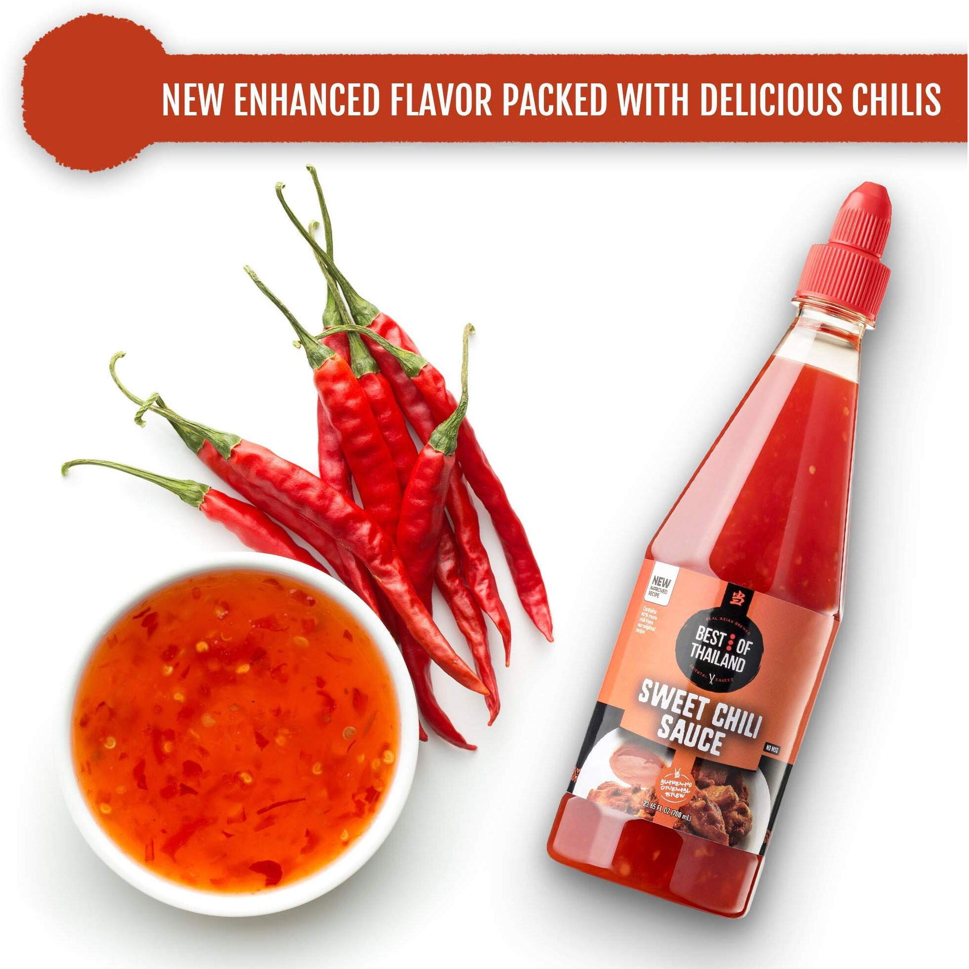 Best Of Thailand Sweet Chili Sauce | 2 Bottles Of 23.65Oz Real Authentic Asian-Brewed Thai Marinade, Dipping Sauce & Glaze For Spring Rolls & Chicken Wings | No Msg Kosher For Passover