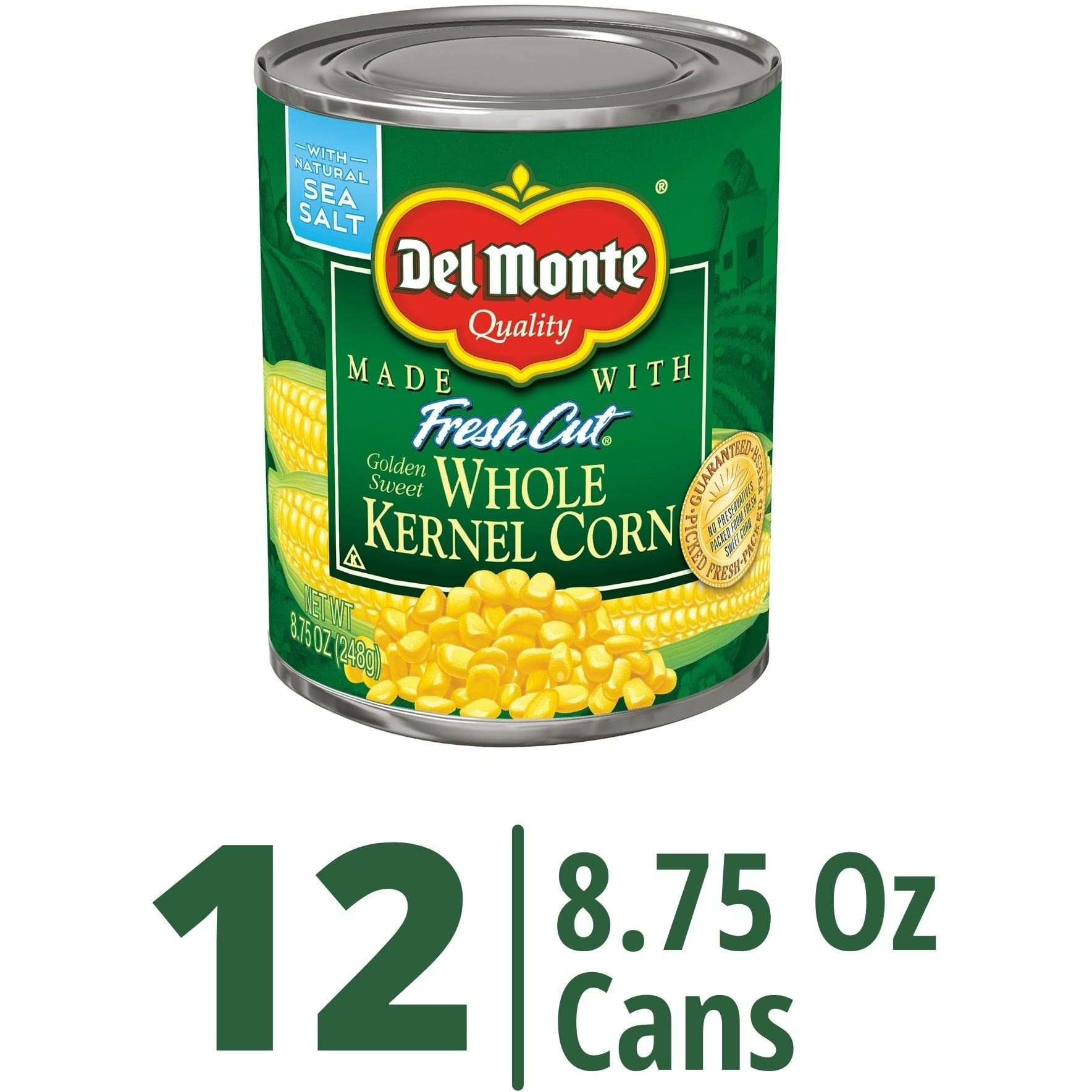 Del Monte Canned Fresh Cut Golden Sweet Whole Kernel Corn, 8.75-Ounce (Pack Of 12)