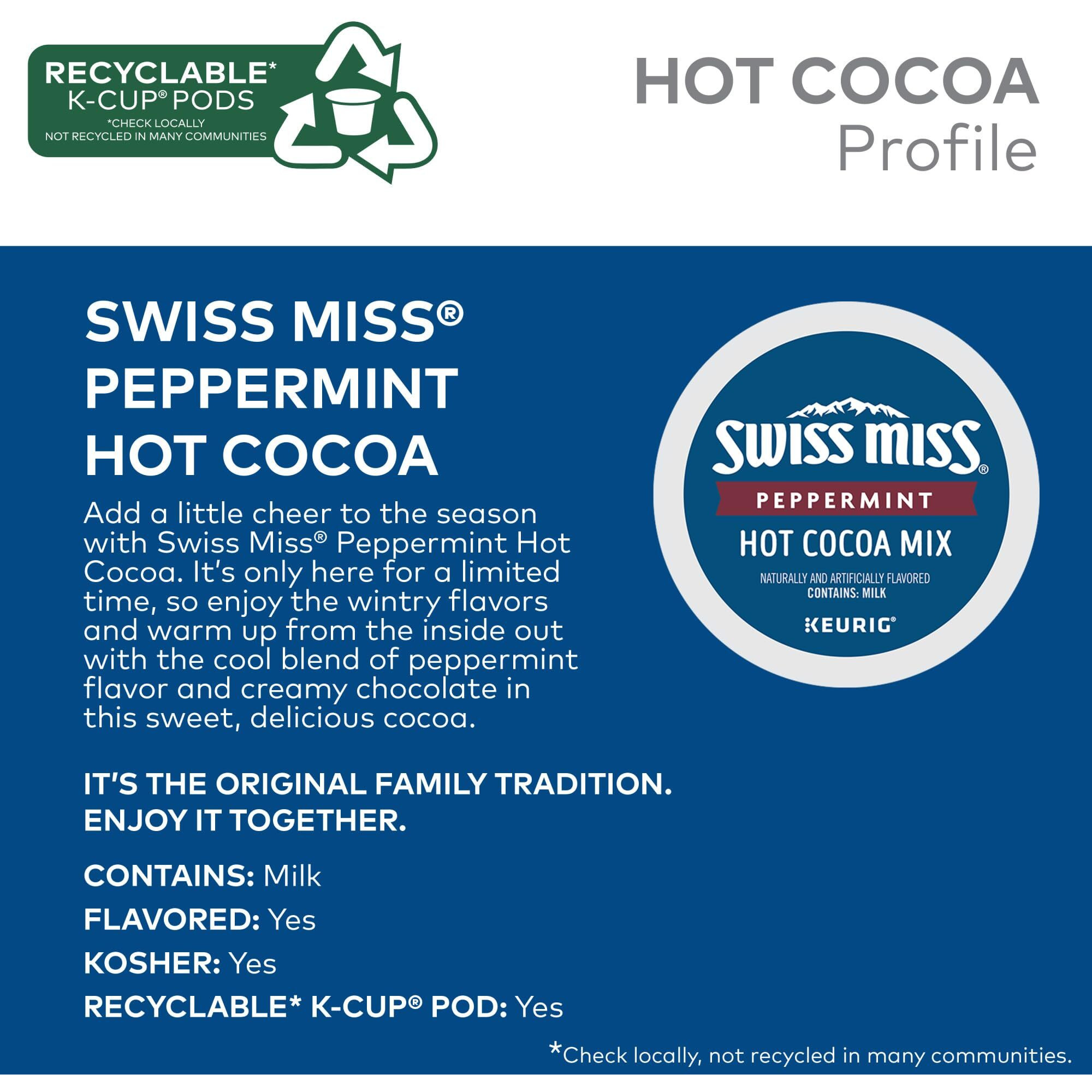 Swiss Miss Peppermint Hot Cocoa, Single-Serve Keurig K-Cup Pods, Hot Chocolate, 88 Count (4 Packs Of 22)