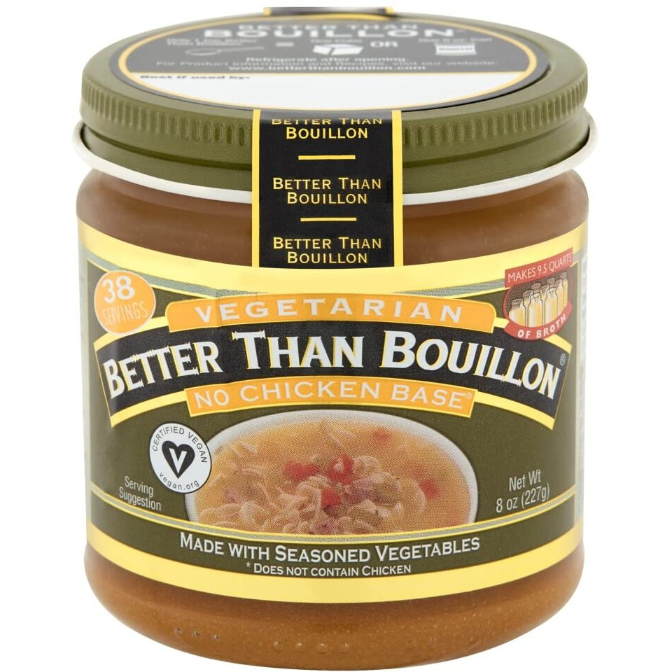 Better Than Bouillon Vegetarian No Chicken Base, Made With Seasoned Vegetables, Certified Vegan, Makes 9.5 Quarts Of Broth, 38 Servings, 8 Oz Jar (Pack Of 2)