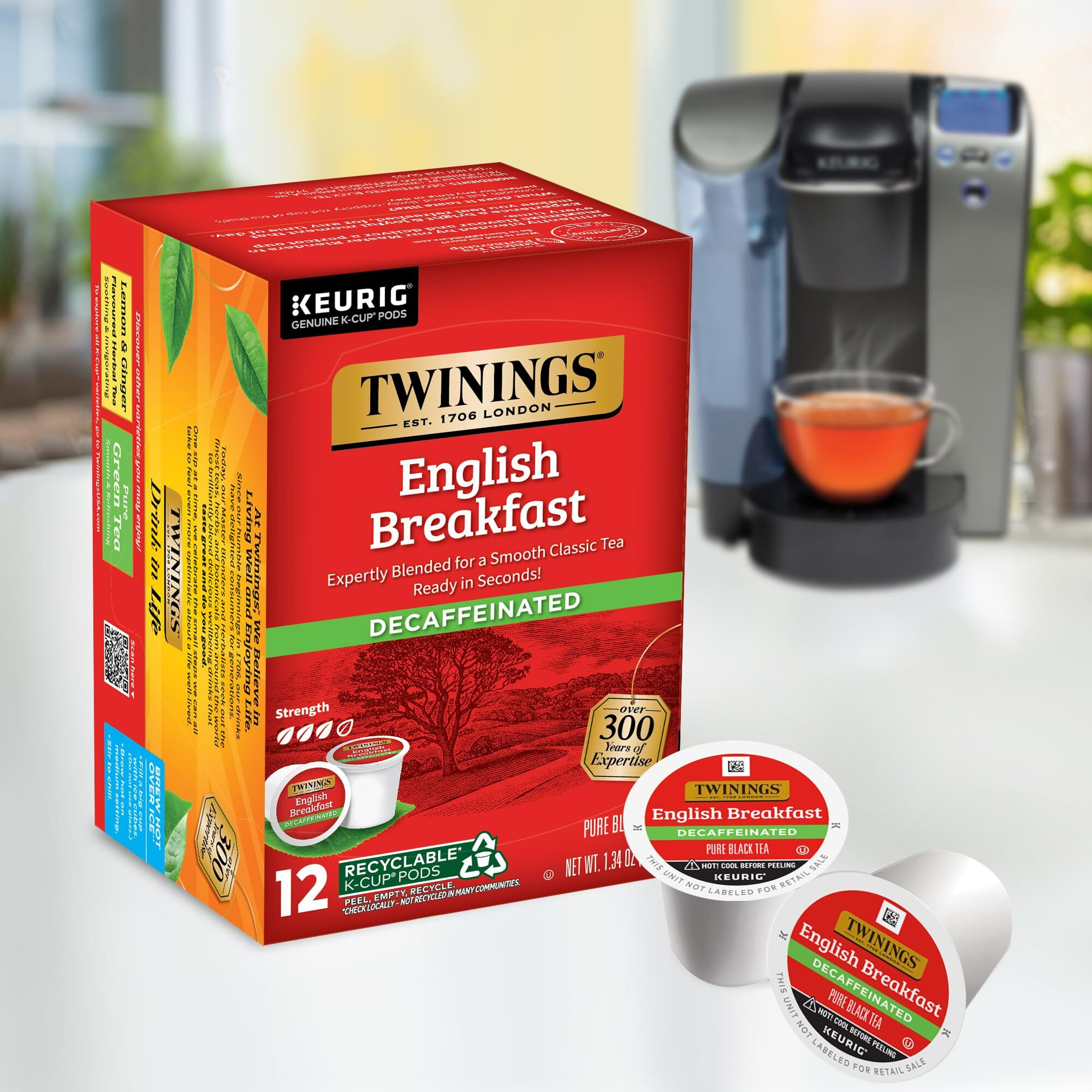 Twinings Decaffeinated English Breakfast Black Tea K-Cup Pods For Keurig, 12 Count (Pack Of 6), Smooth, Flavourful, Robust, Enjoy Hot Or Iced | Packaging May Vary