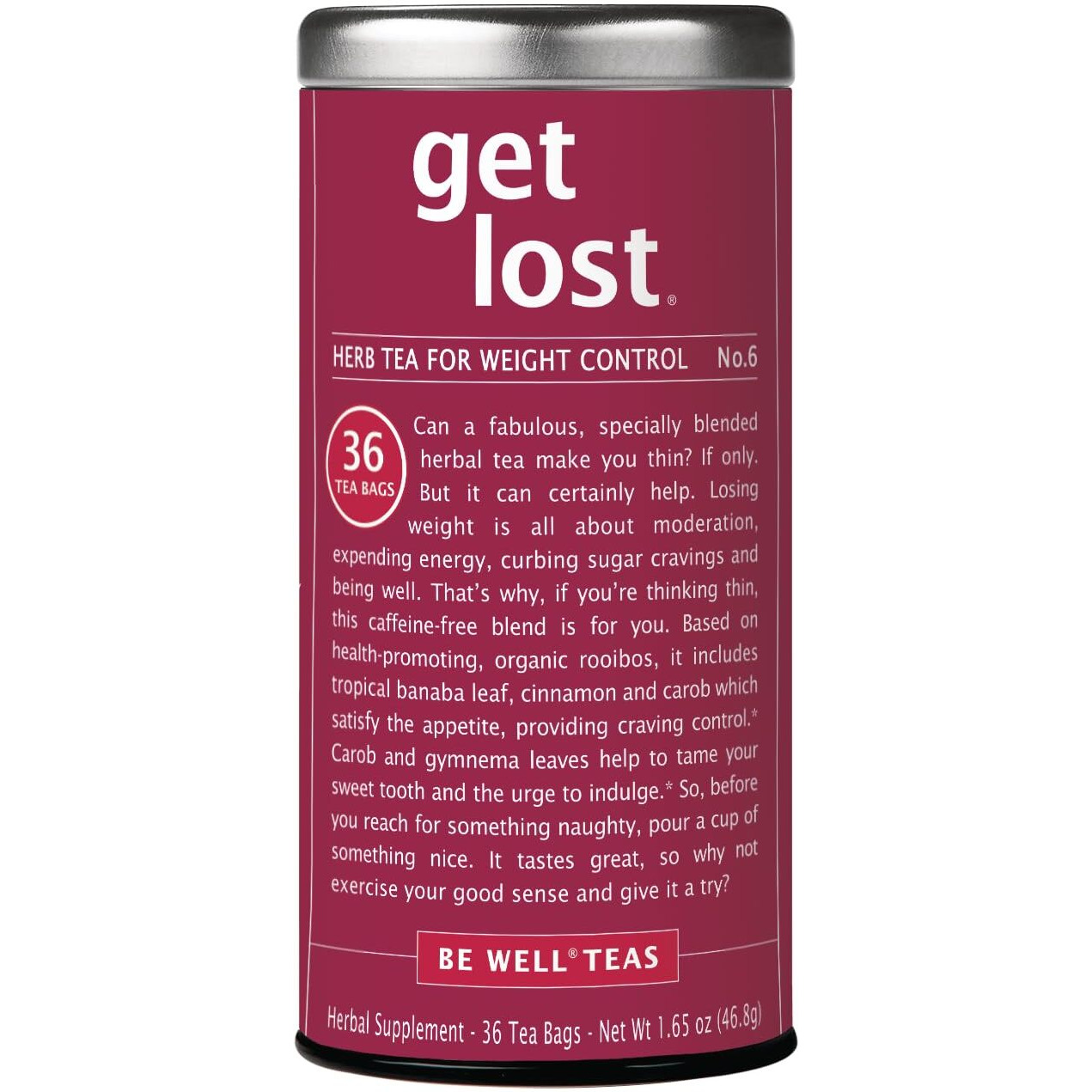 The Republic Of Tea - Flavorful Weight Control Herbal Tea | Get Lost Number 6 Weight Control Herb Tea, No Caffeine | 1.65 Ounces, 36 Tea Bags