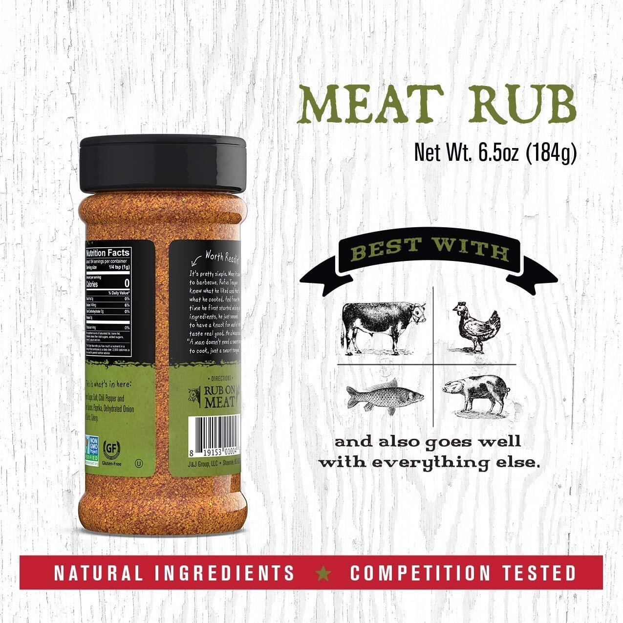 Rufus Teague - Meat Rub - Premium Bbq Rub - 6.5Oz Bottle