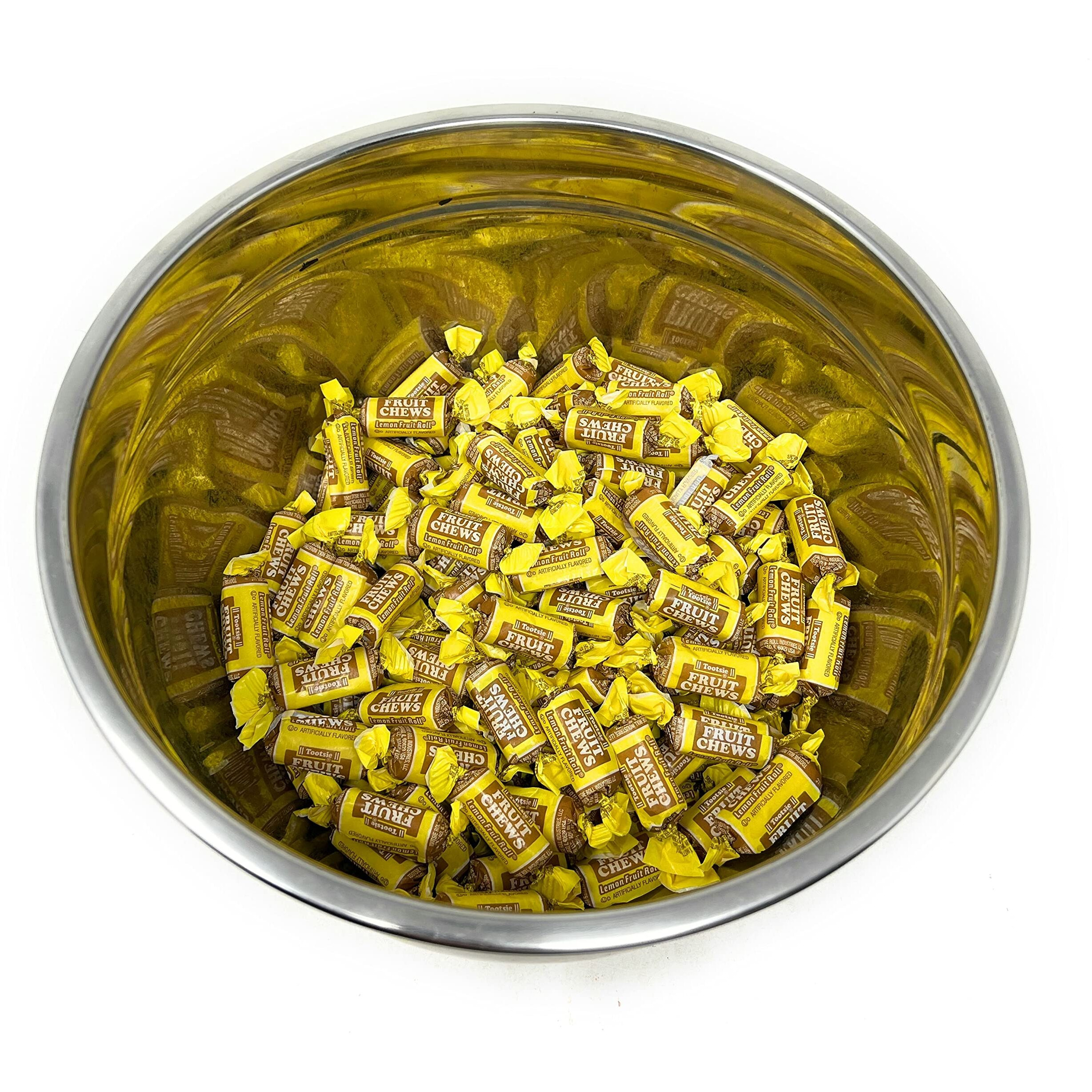 Lemon Flavor Tootsie Roll Fruit Chews Bulk American Chewy Taffies Candy Individually Wrapped In Resealable Bag 2 Lb 130+Pcs (32-Oz) - Made In Usa