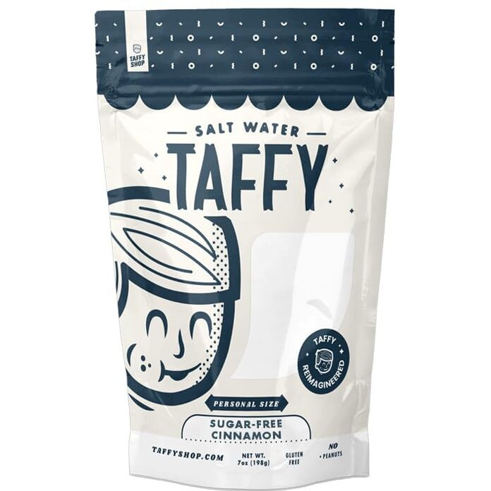Taffy Shop Sugar Free Cinnamon Salt Water Taffy - Small Batch Salt Water Taffies Made In The Usa - Super Soft, Sweet, Taffy Candy - Guaranteed Fresh - Gluten-Free, Soy-Free, Peanut-Free - (7 Ounces)
