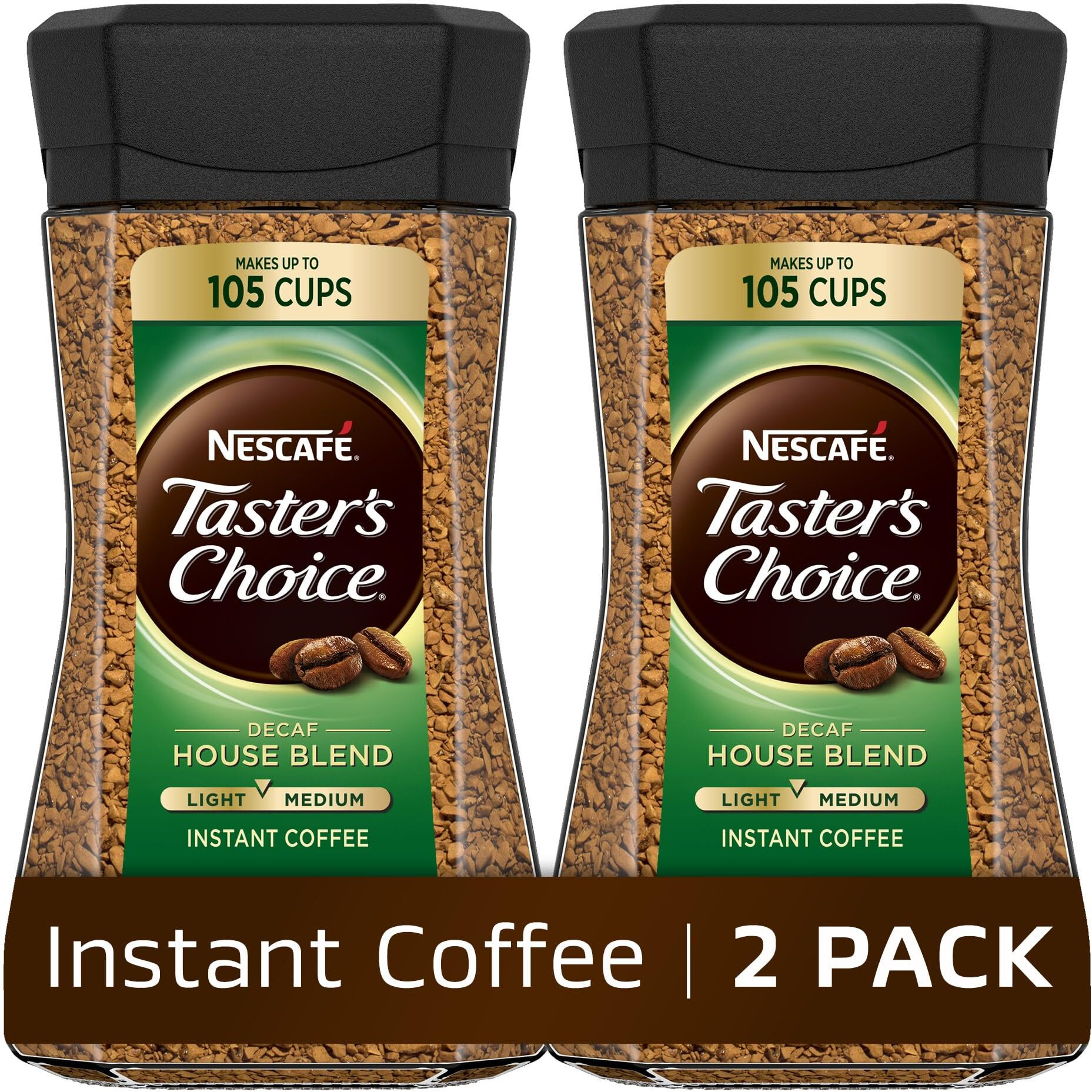 Nescaf   Taster's Choice Instant Coffee, Light Medium Roast, Decaf House Blend, 2 Jars (7 Oz Each)