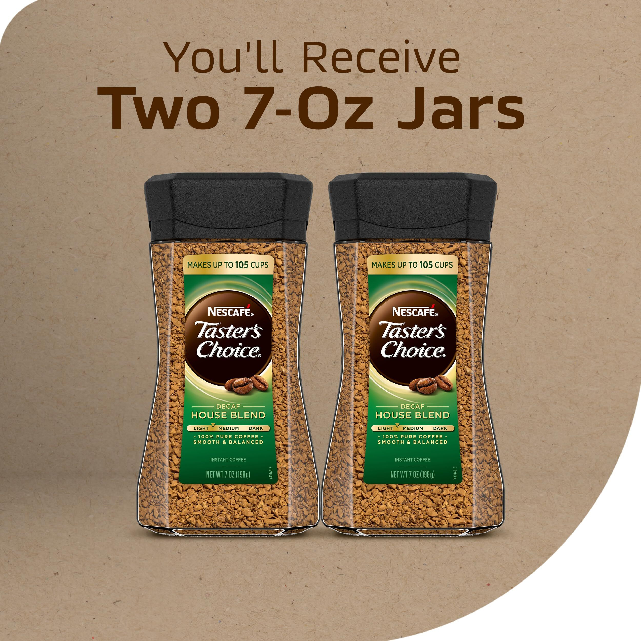 Nescaf   Taster's Choice Instant Coffee, Light Medium Roast, Decaf House Blend, 2 Jars (7 Oz Each)