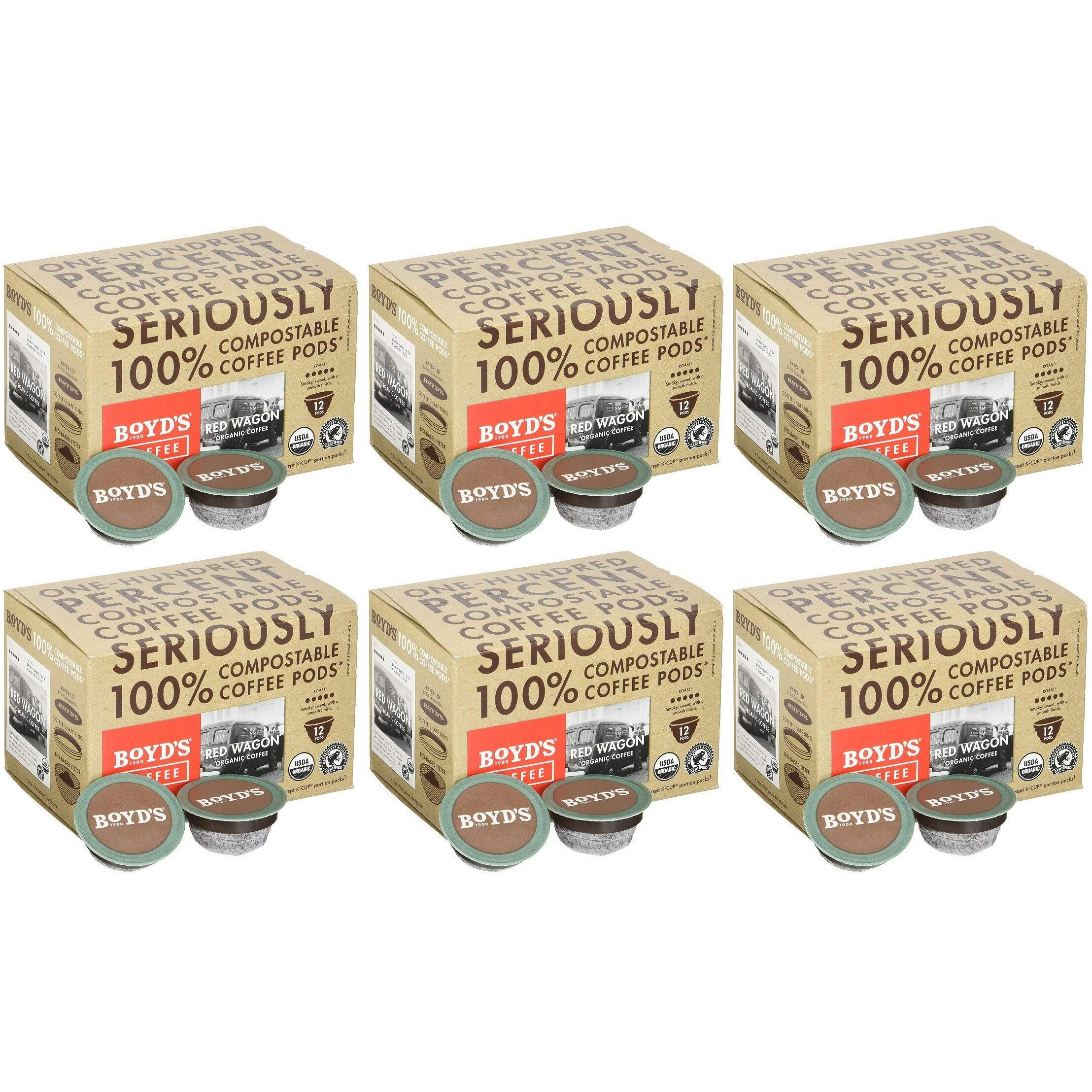Boyd's Coffee Organic Red Wagon Coffee - Dark Roast - Single Serve Pods (72 Count)