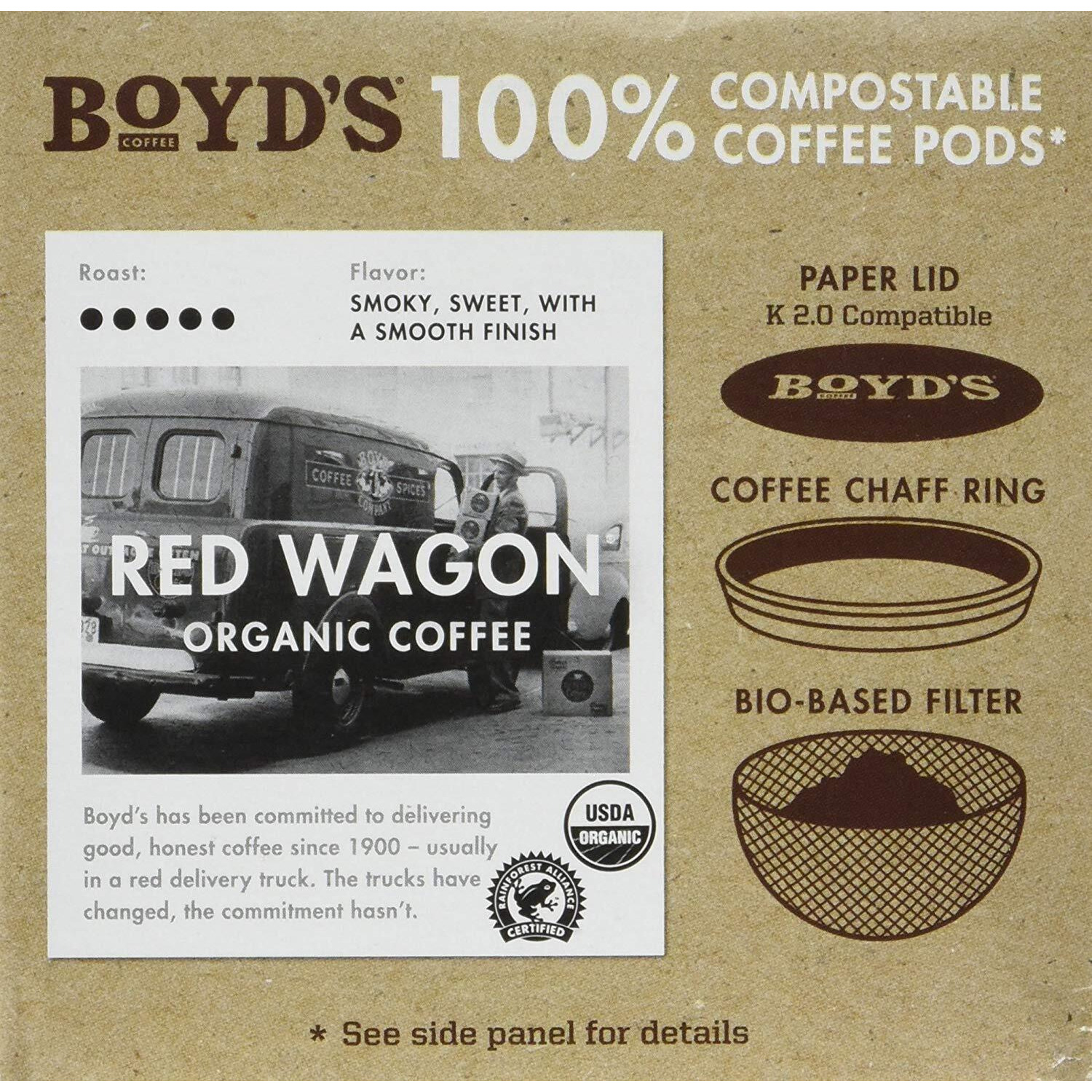 Boyd's Coffee Organic Red Wagon Coffee - Dark Roast - Single Serve Pods (72 Count)
