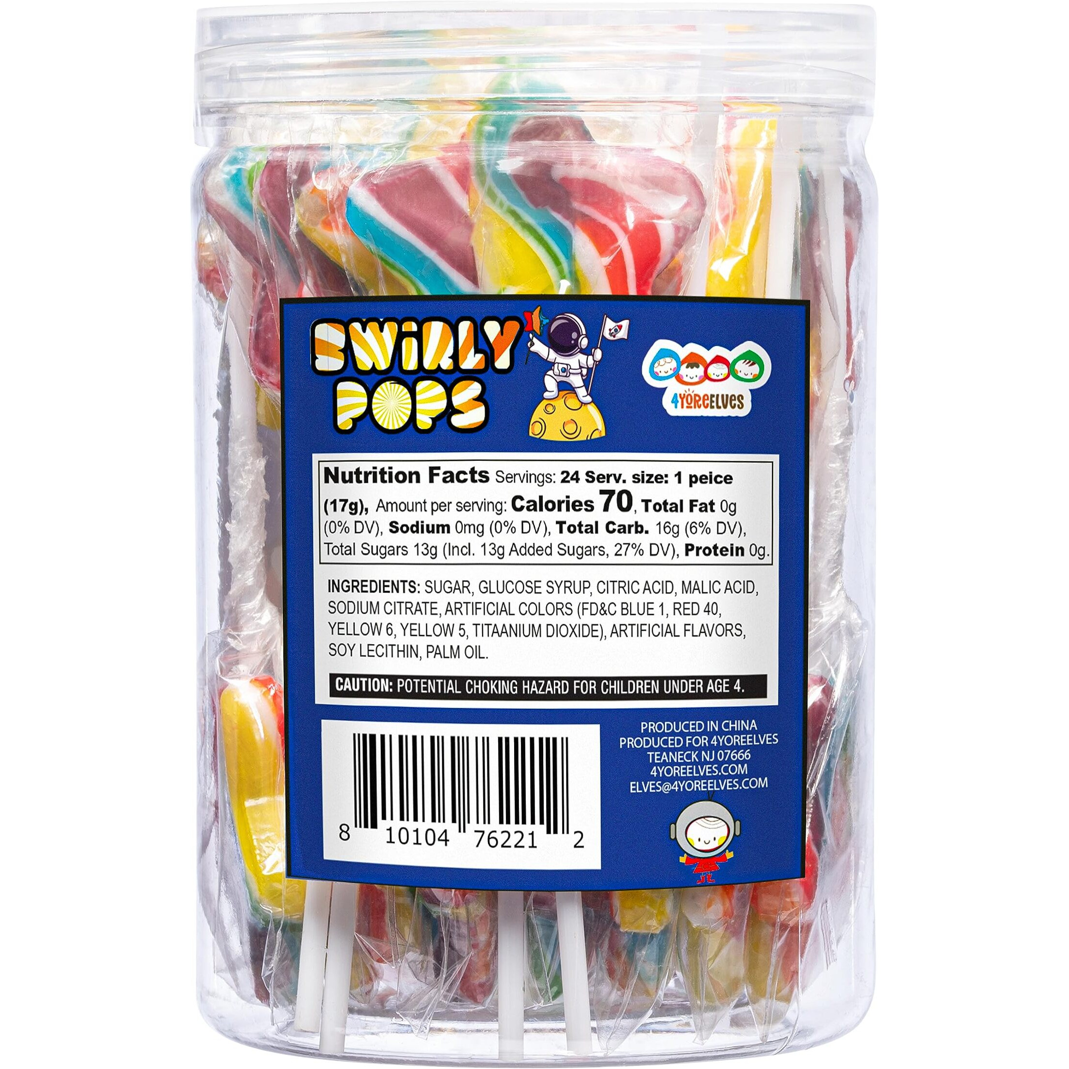 24 Galaxy Star Rainbow Lollipops Individually Wrapped, Bursting With Fruity Flavor, Great Swirl Lollipops For Kids Birthday Parties, Space Candy Party Favors And Cake Toppers, By 4Yoreelves (Pack Of 24)