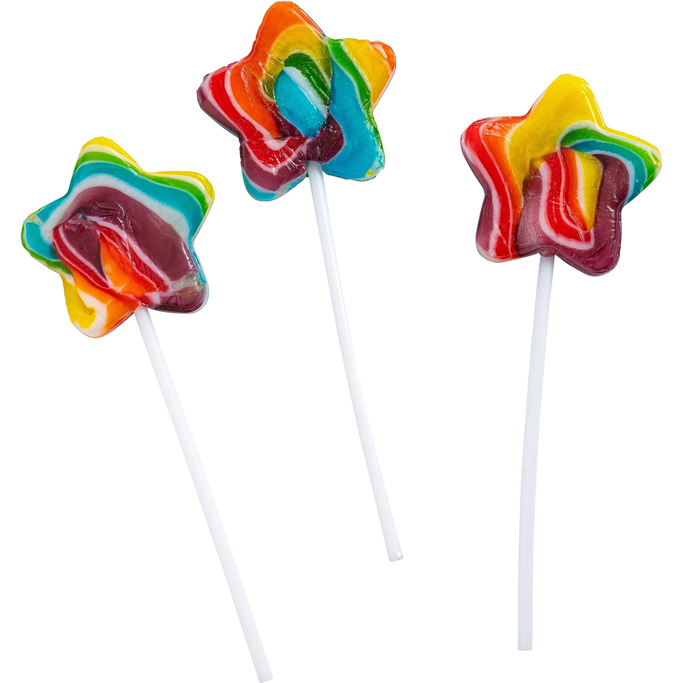 24 Galaxy Star Rainbow Lollipops Individually Wrapped, Bursting With Fruity Flavor, Great Swirl Lollipops For Kids Birthday Parties, Space Candy Party Favors And Cake Toppers, By 4Yoreelves (Pack Of 24)