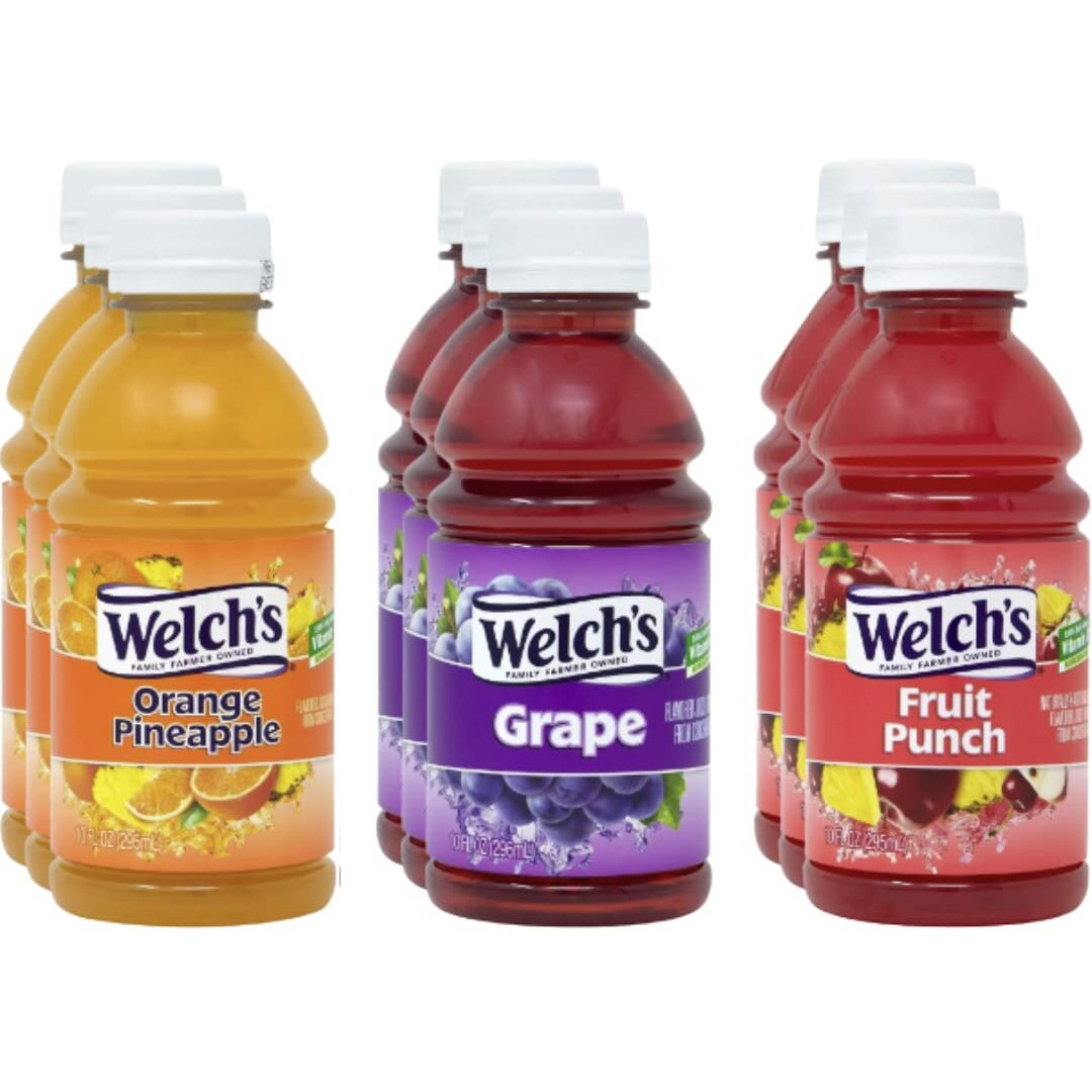 Obanic Welch's Fruit Juice Variety Pack - Grape, Fruit Punch, And Orange Pineapple - 10 Fl Oz Bottles - 18 Pack