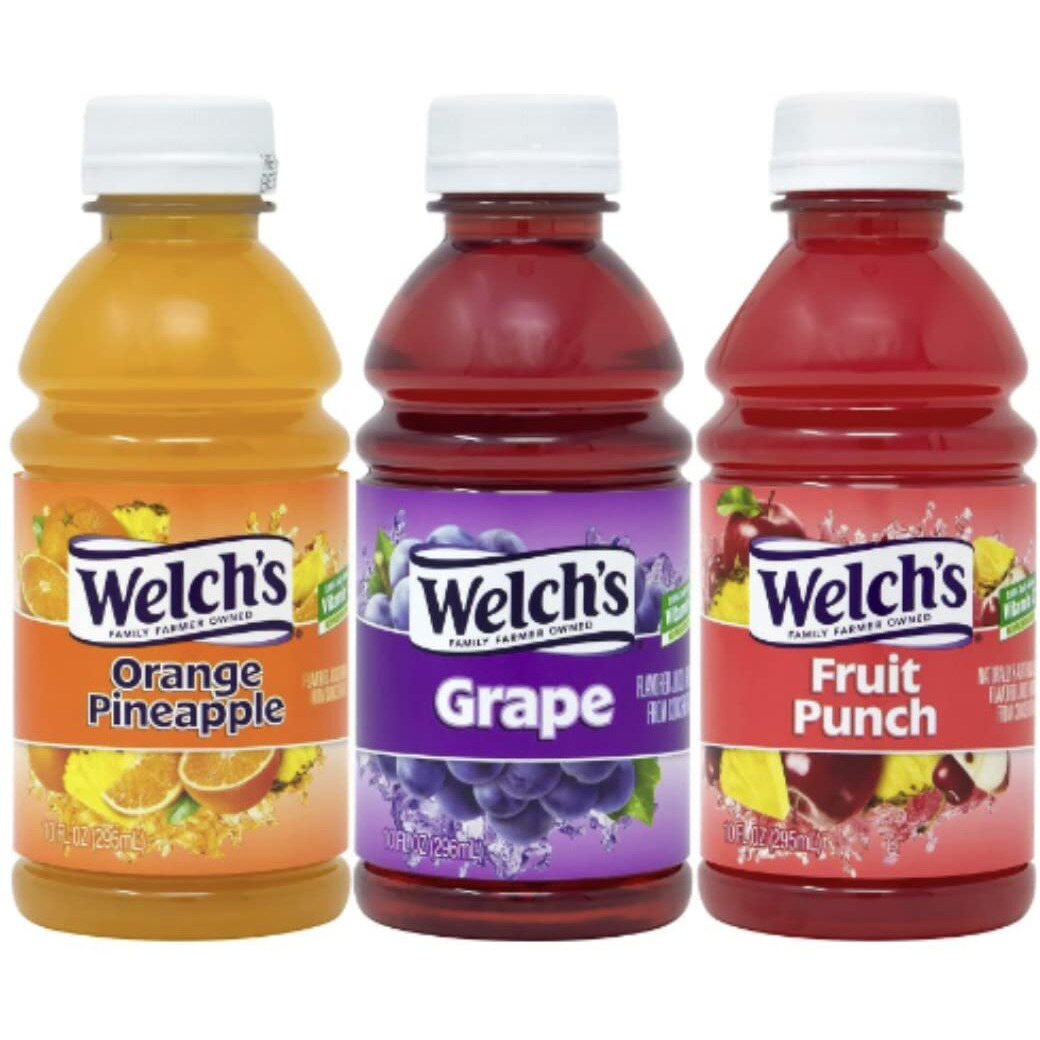 Obanic Welch's Fruit Juice Variety Pack - Grape, Fruit Punch, And Orange Pineapple - 10 Fl Oz Bottles - 18 Pack