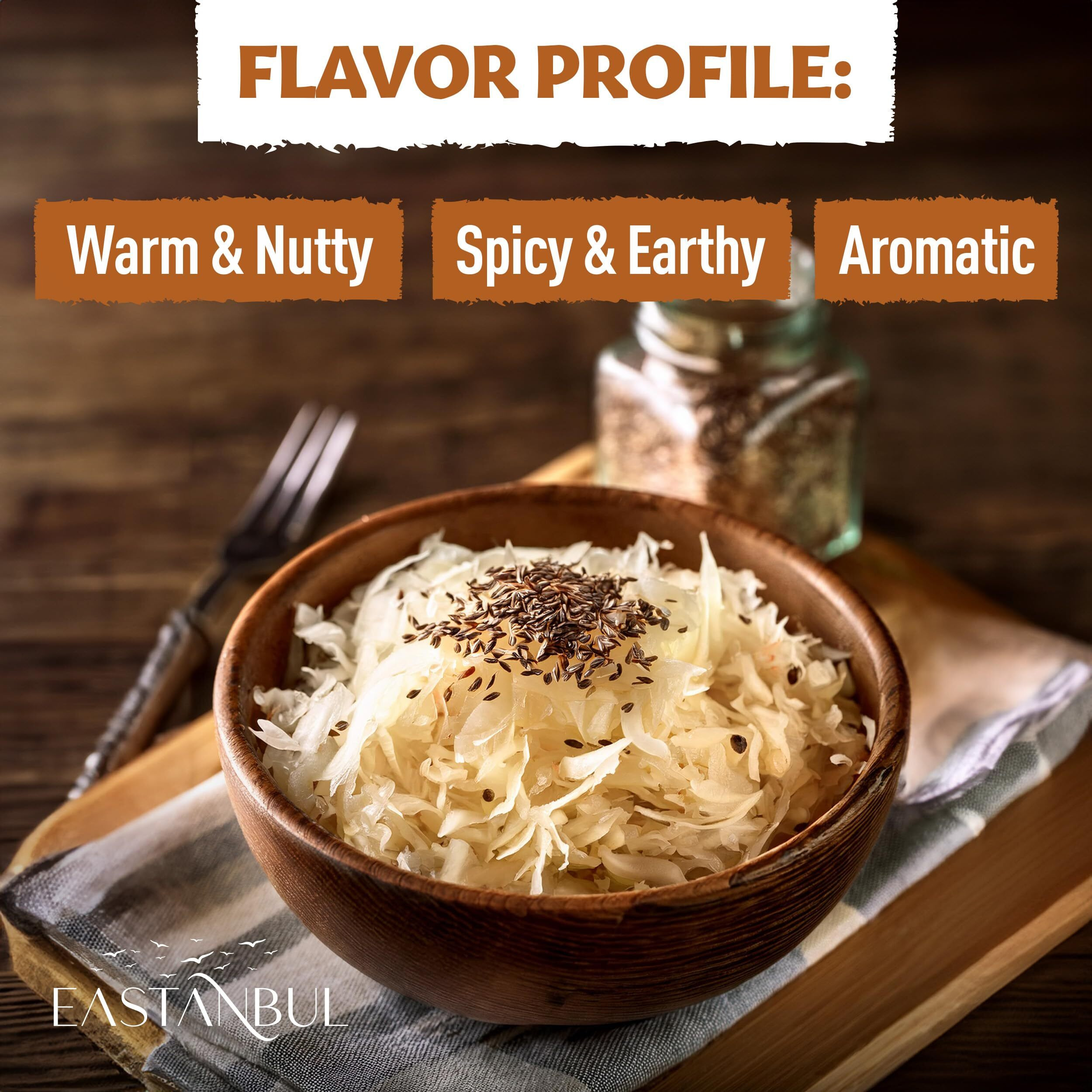 Eastanbul Caraway Seeds 5.6 Oz 100% Natural Carraway Seeds For Cooking, Fresh-Cut Whole Caraway Seed, Aromatic Caraway Seeds For Bread, Sauerkraut, Rye Bread, Soda Bread, Pumpernickel & Much More