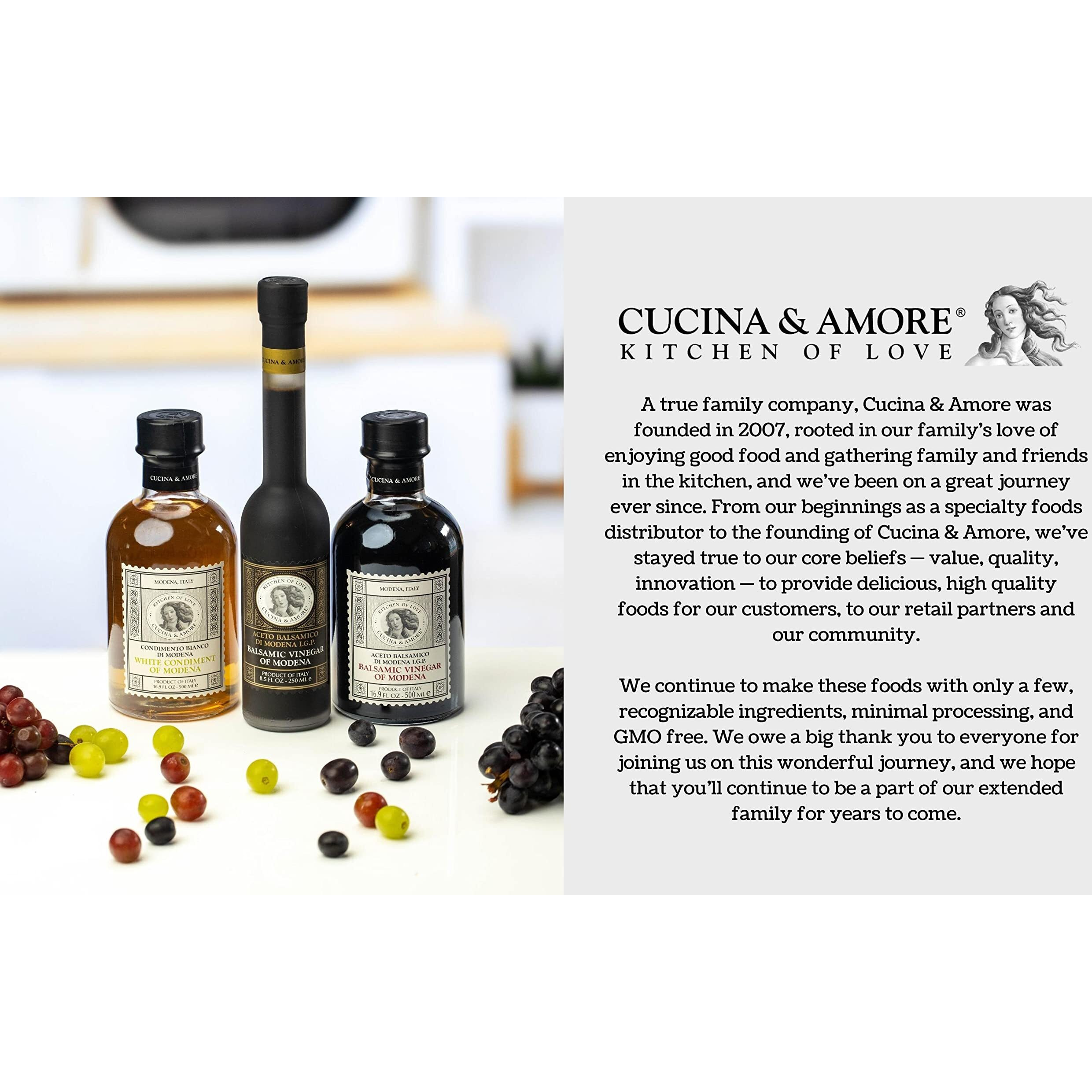 Cucina & Amore Balsamic Vinegar Of Modena | High Density, Authentic Italian Igp, Food Glaze, Reduction, Salad Dressing, Cooking, Baking, 8.5 Fl Oz