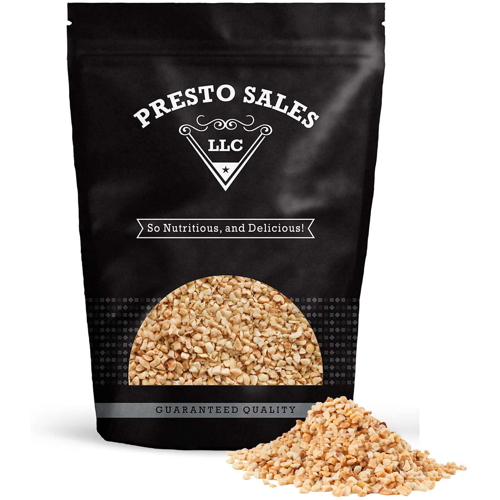 Peanuts, Chopped Dry Roasted No Salt, Usa, Healthy Snack, Dietetic, Sugar-Free, Oil-Free, Protein, Divine Taste, Savory, Packed In A 5 Lbs. (80 Oz.) Resealable Pouch Bag By Presto Sales Llc