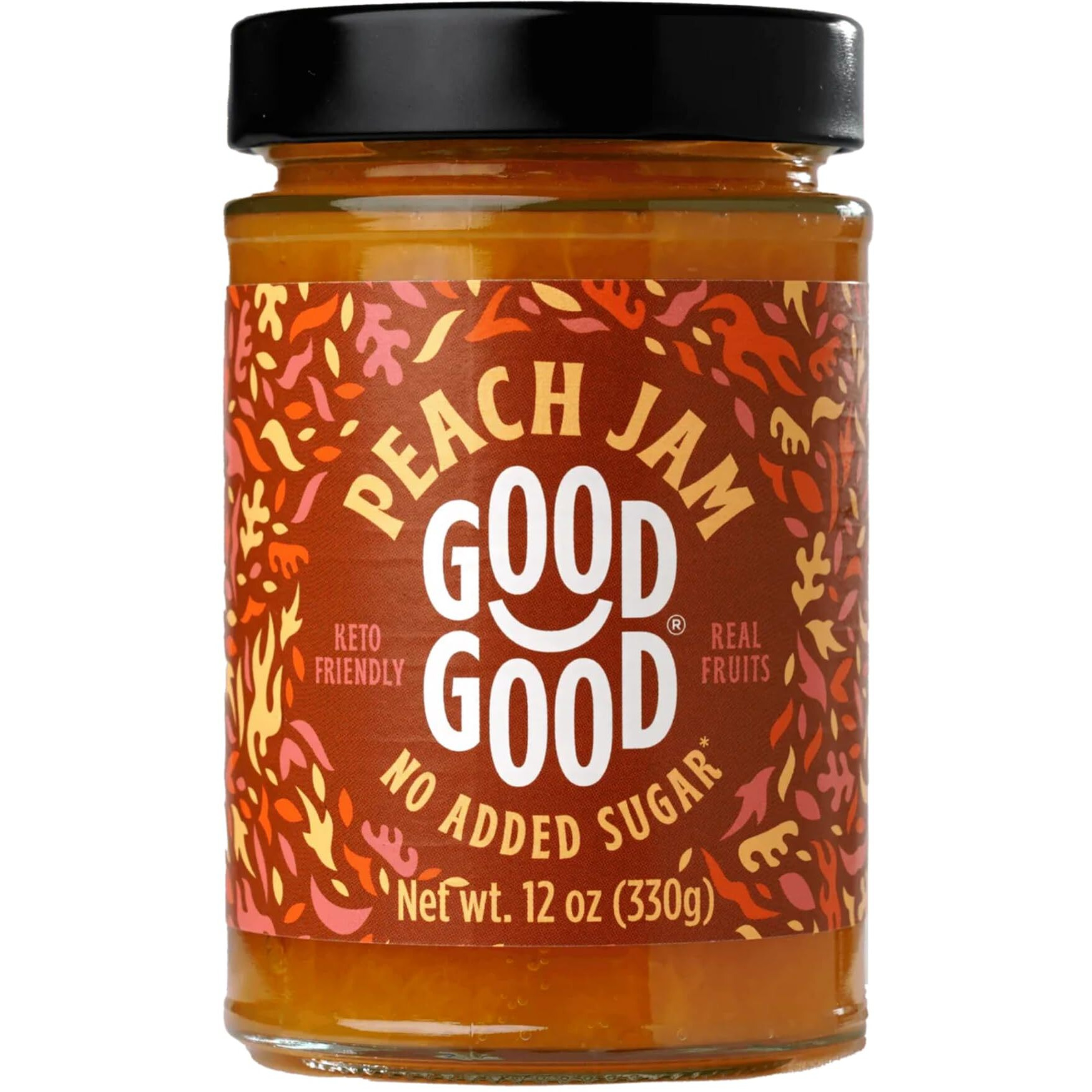 Good Good Sweet Peach Jam - Low Calorie, Low Carb & No Added Sugars - Keto Friendly Jelly - Vegan - Gluten Free - Preserves - 12 Ounce (Pack Of 1)