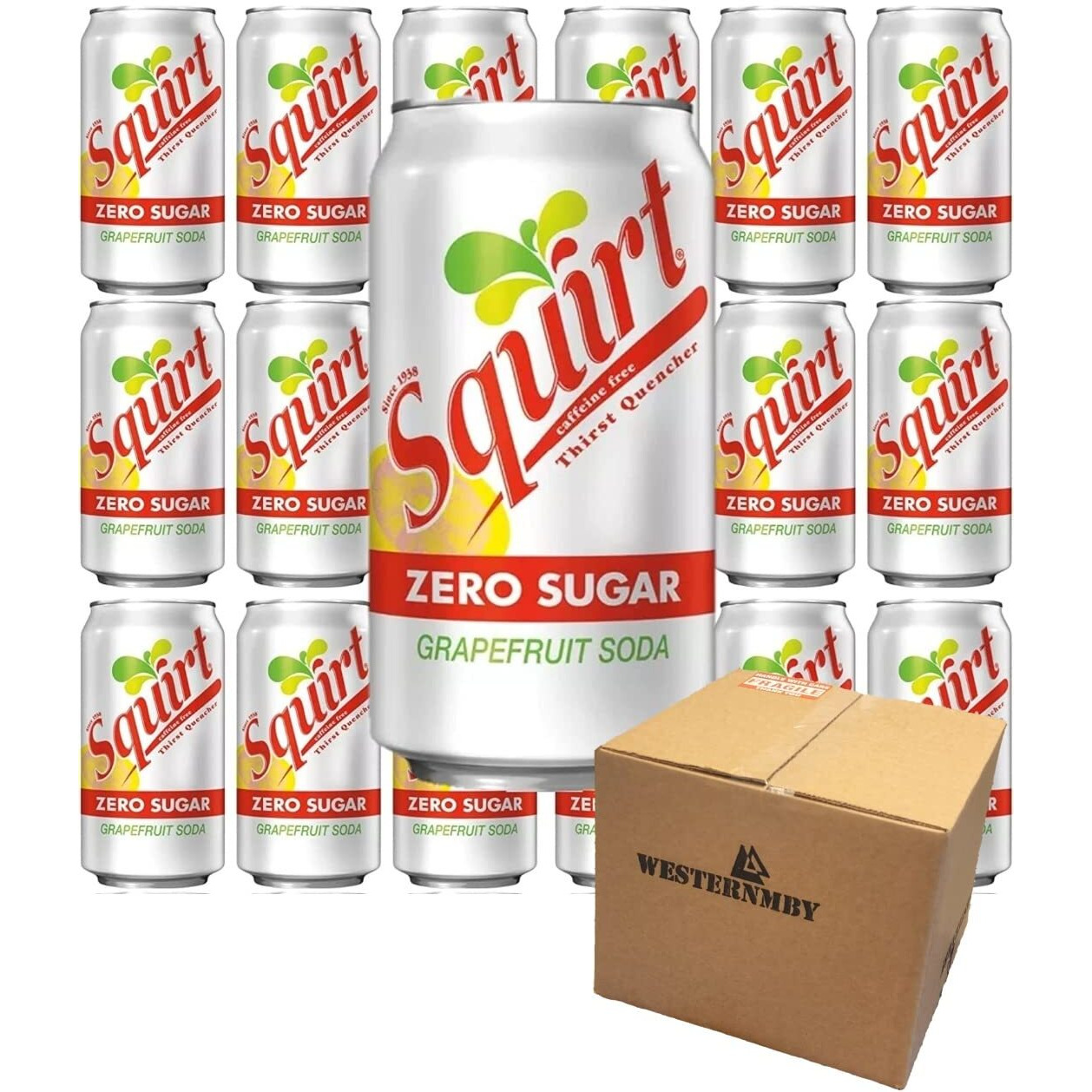 Squirt Zero Sugar Grapefruit Soda, 12 Fl Oz, 18 Cans , Total 216 Fl Oz
