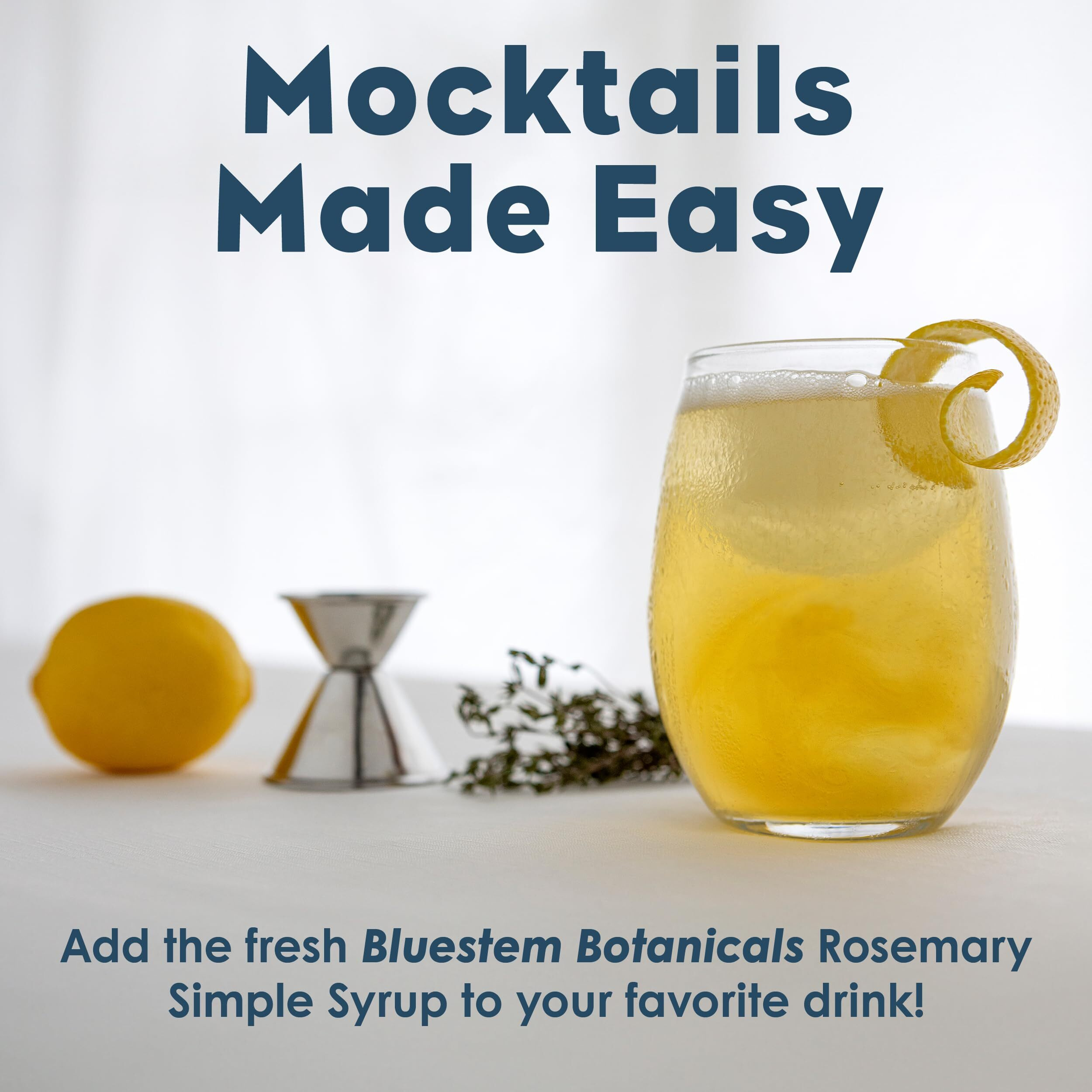 Rosemary Simple Syrup For Cocktails By Bluestem Botanicals, Cocktail Mixers, Mocktail Mixers For Drinks, Non Alcoholic Drinks Syrup, 8Oz. Bottle