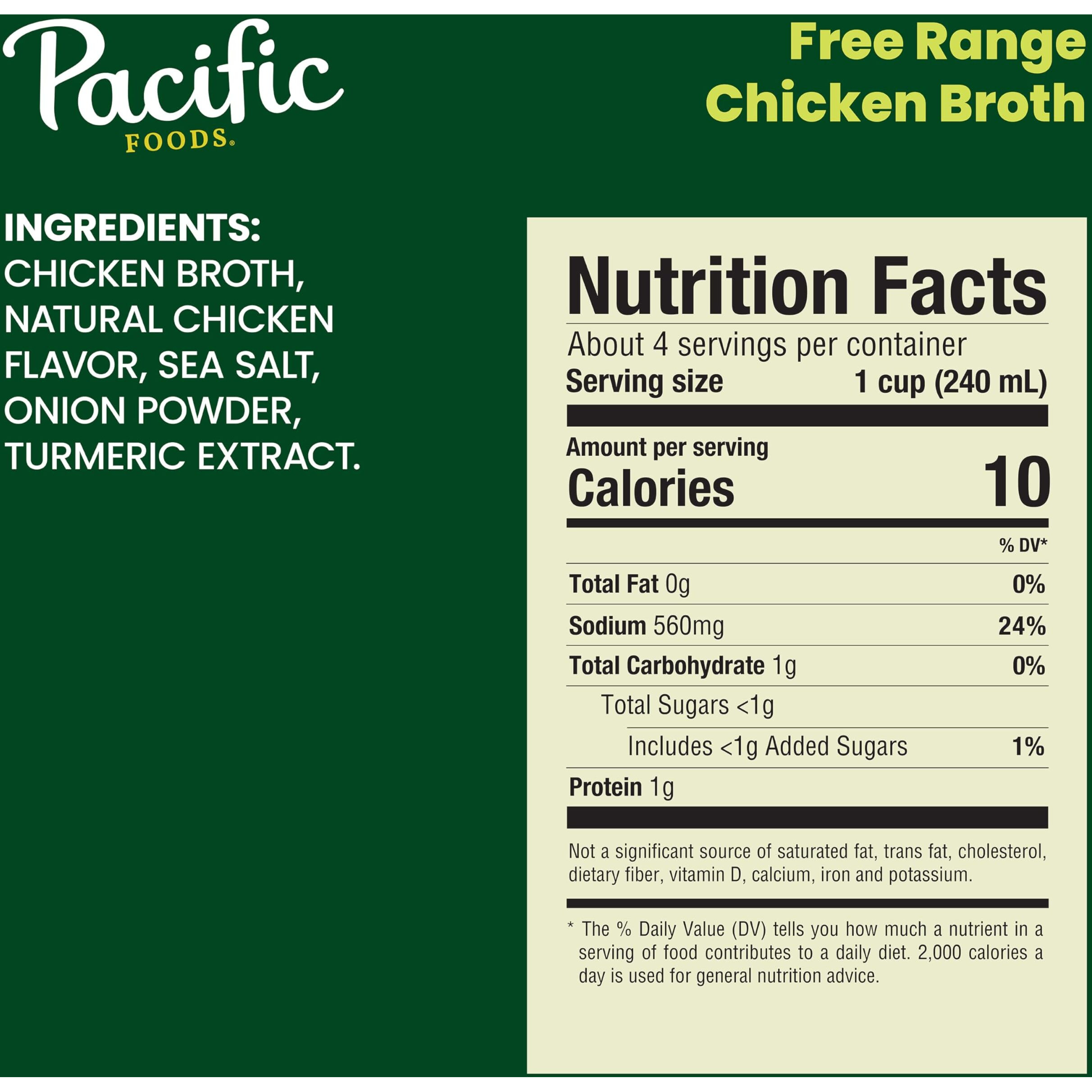 Pacific Foods Free Range Chicken Broth, 32 Oz Carton (Pack Of 12)